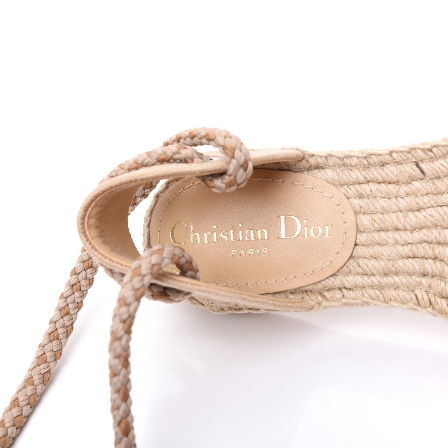 Christian Dior Canvas Embroidered Granville Ankle Tie Espadrille Flat Sandals 36 Cream 7 of 9