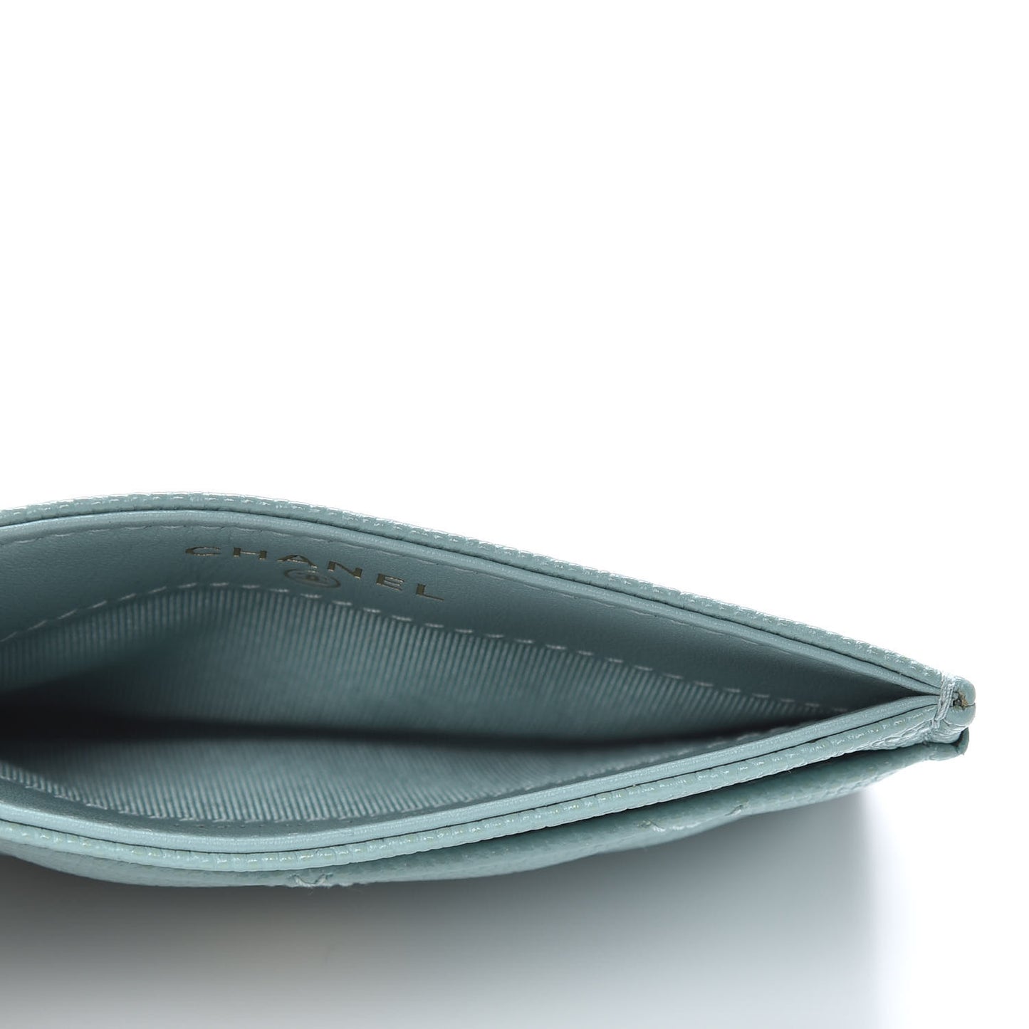 Caviar Quilted Card Holder Light Blue