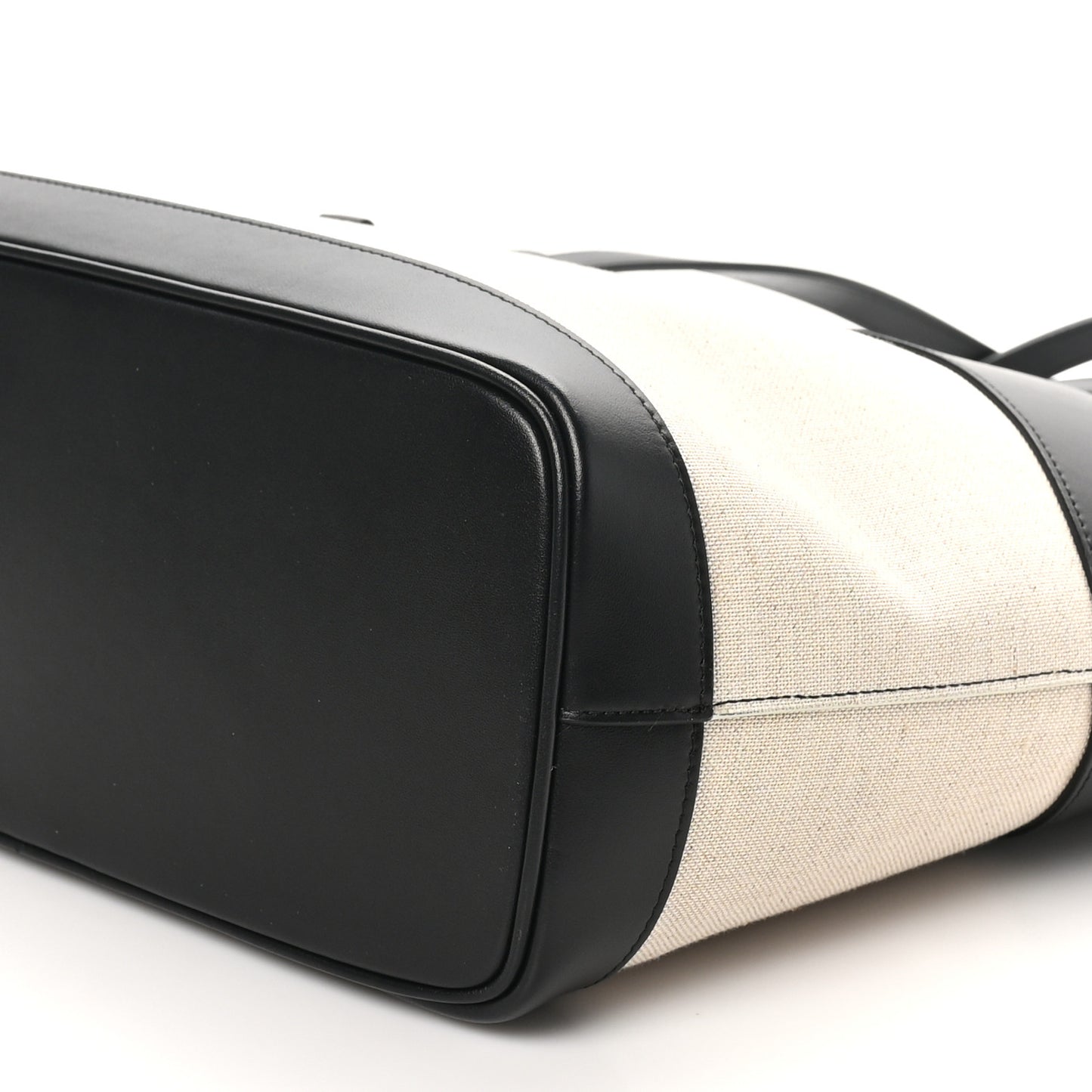 Canvas Calfskin Charming Tote Natural Black