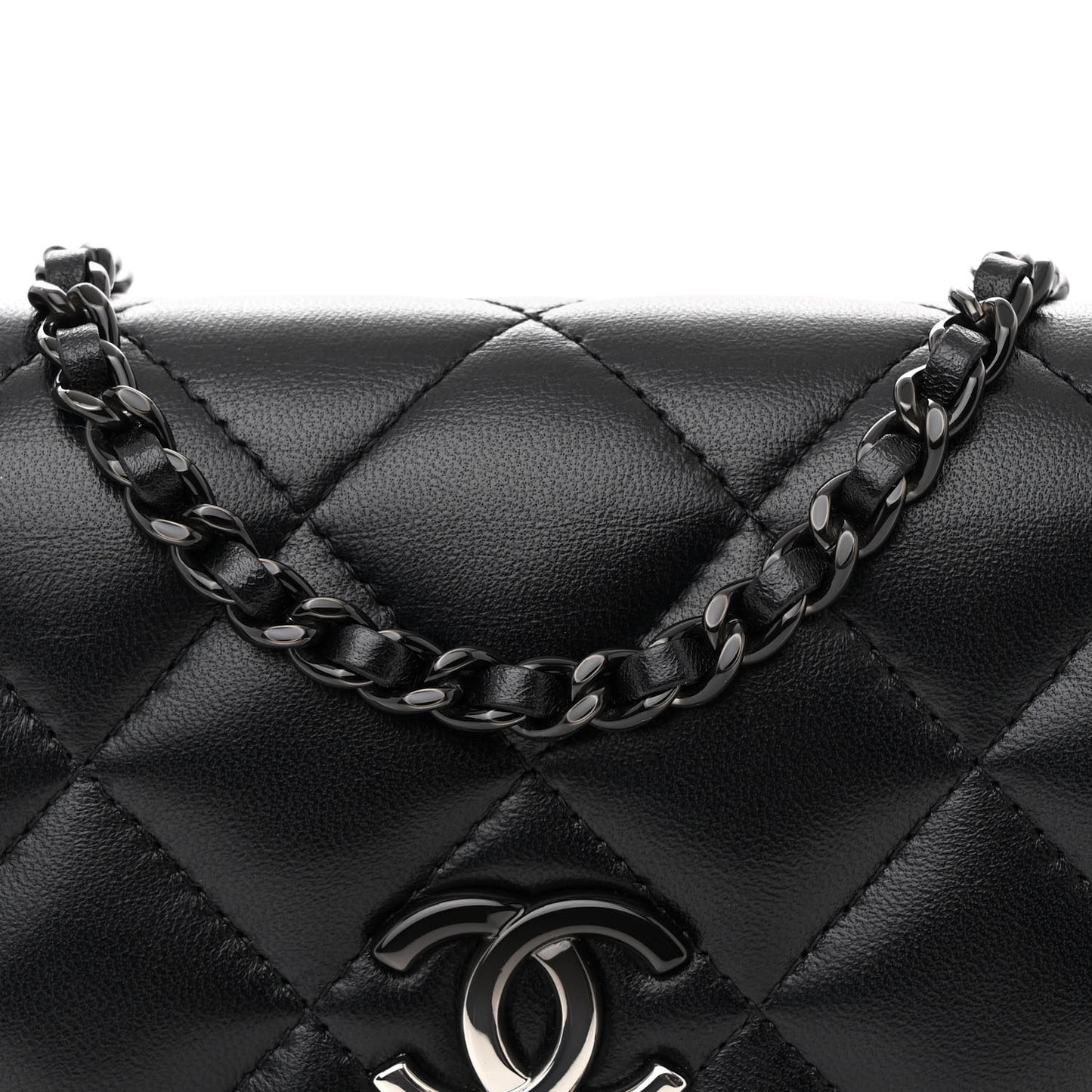 Lambskin Quilted CC Clutch on Chain WOC Black