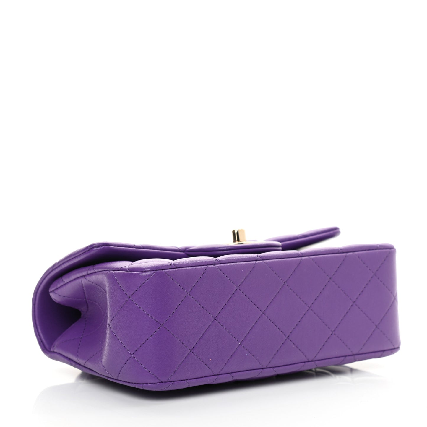 Lambskin Quilted Mini Top Handle Rectangular Flap Dark Purple