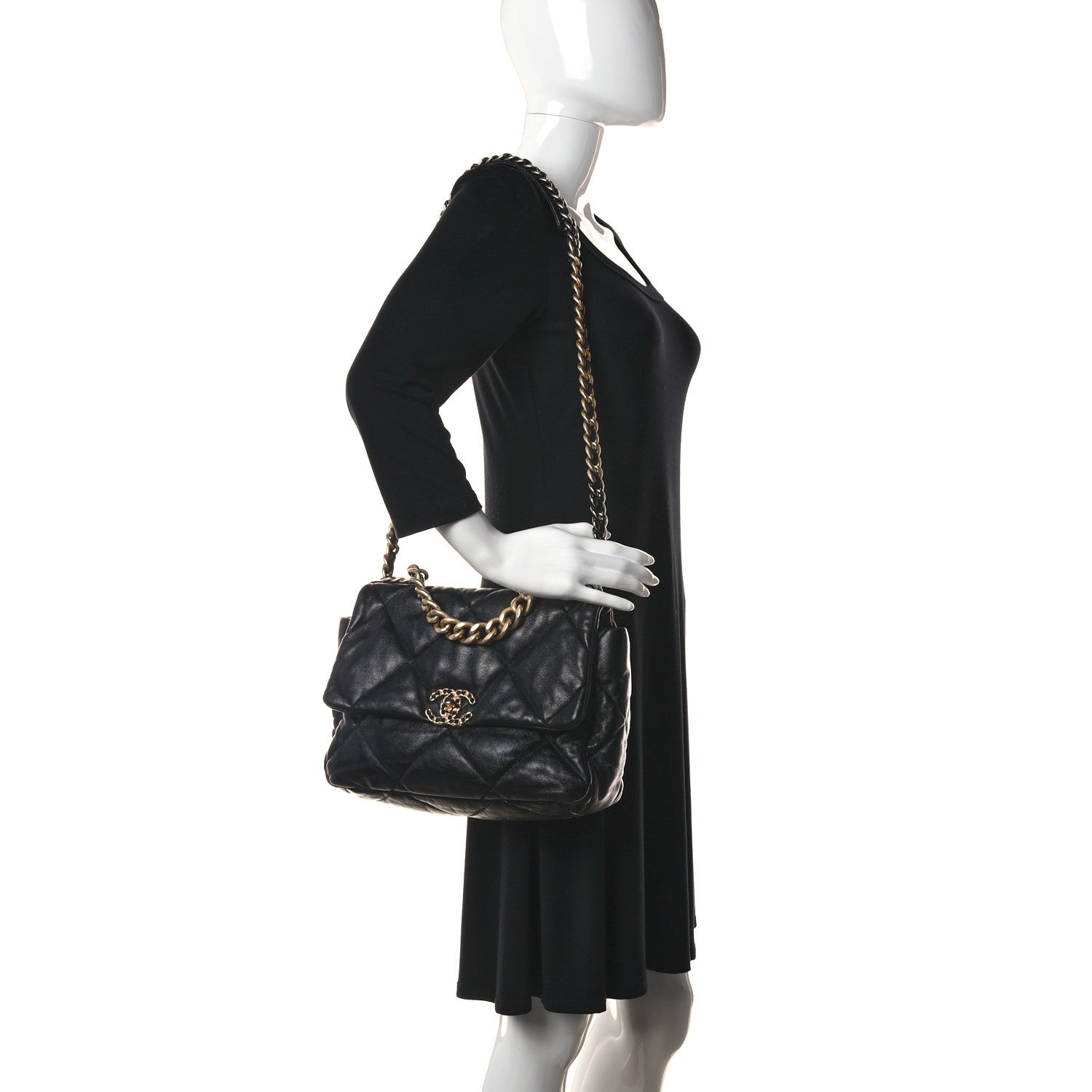 Chanel Lambskin Quilted Large Chanel 19 Flap Black 2 of 10