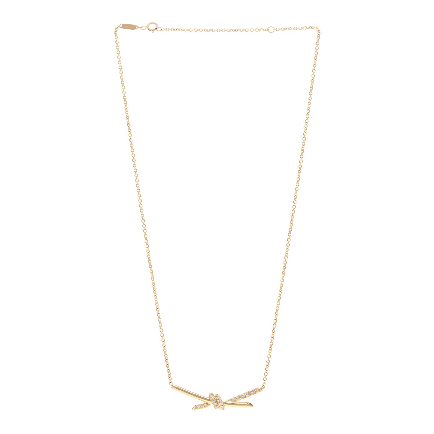 18K Yellow Gold Diamond Knot Necklace