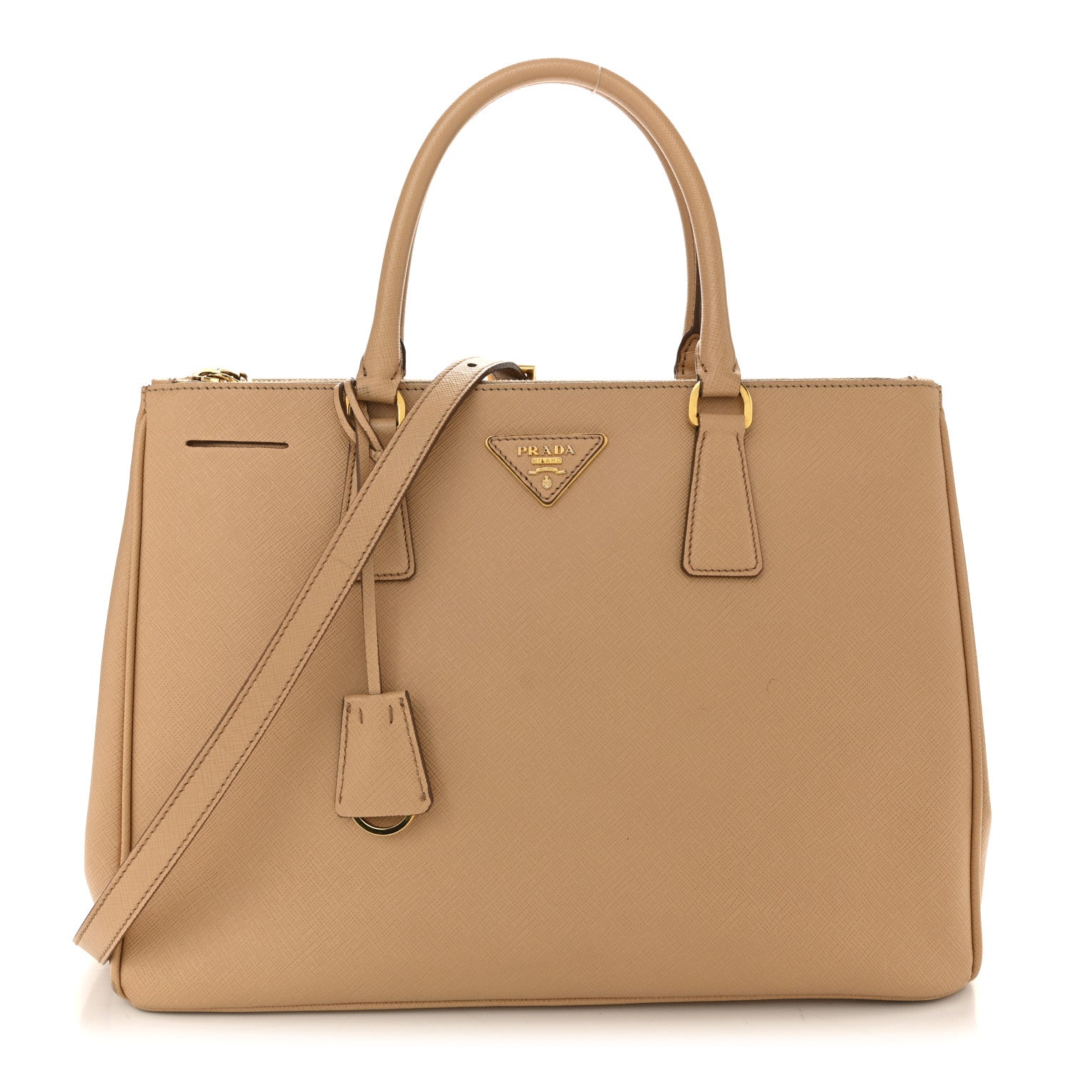 Prada Saffiano Lux Medium Galleria Double Zip Tote Noisette