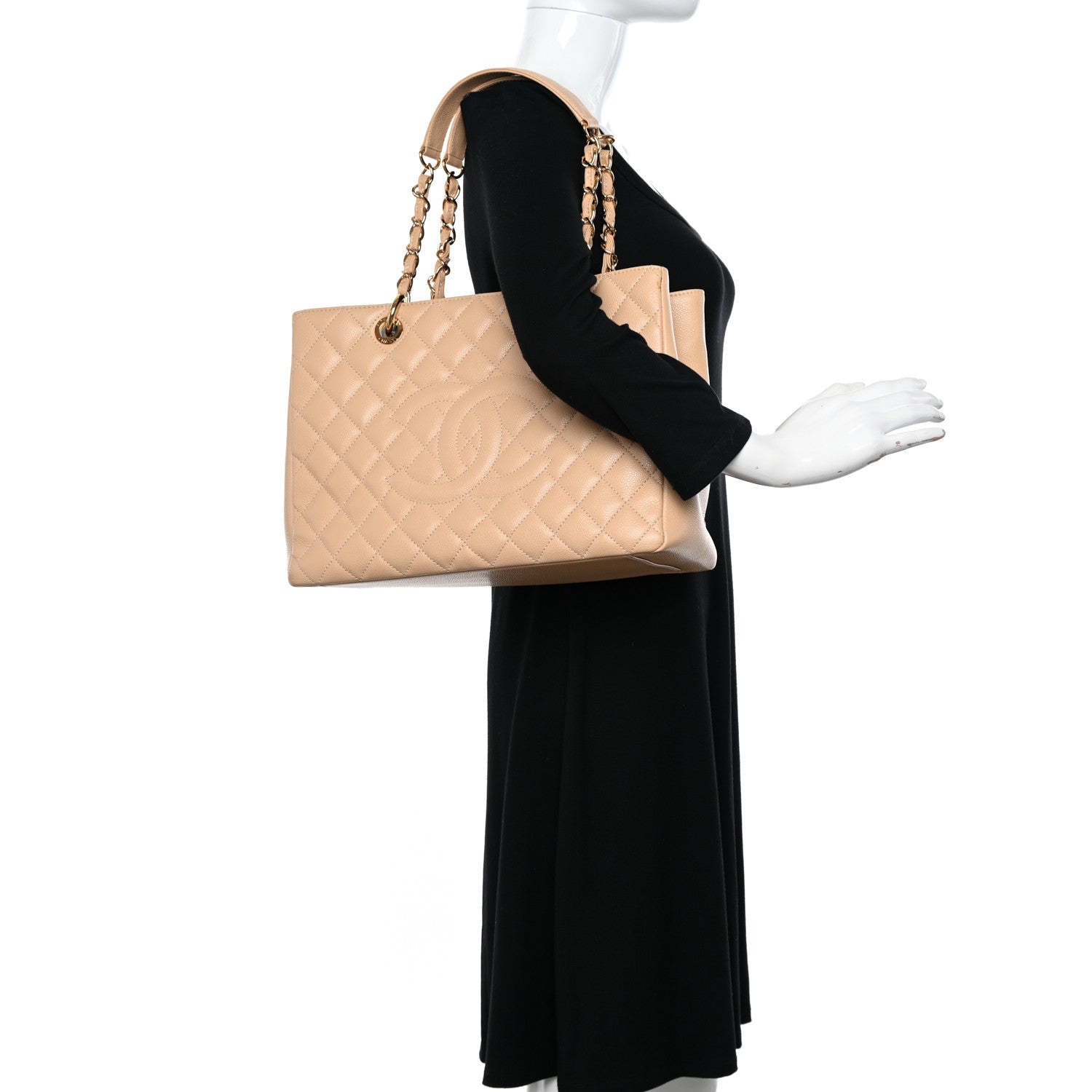 Chanel Caviar Quilted Grand Shopping Tote GST Beige Clair 2 of 19