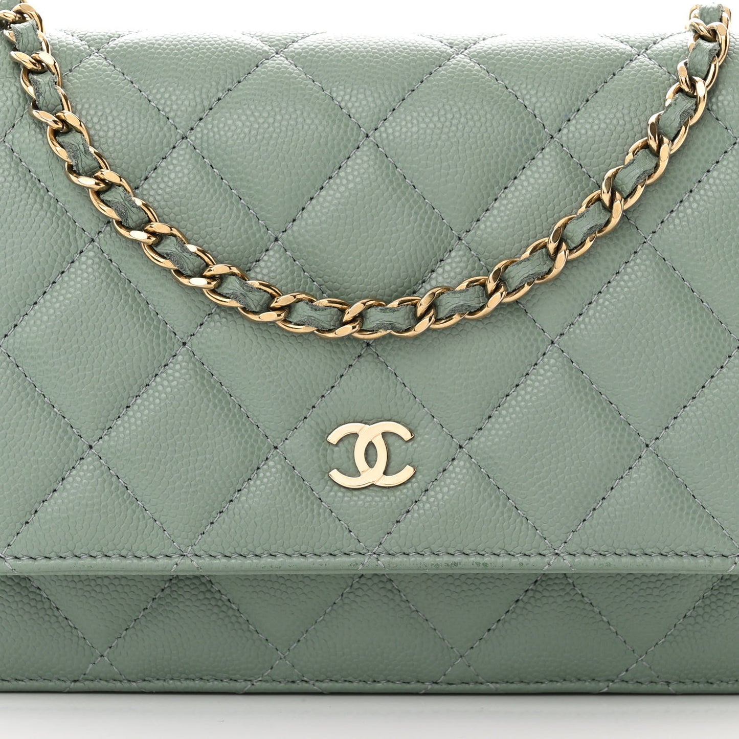 Caviar Quilted Wallet On Chain WOC Grey
