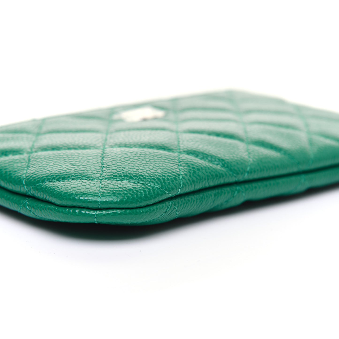 Caviar Quilted Small Cosmetic Case Green