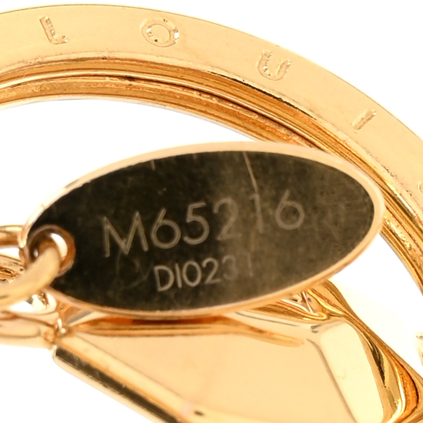 Metal LV Facettes Bag Charm Key Holder Gold