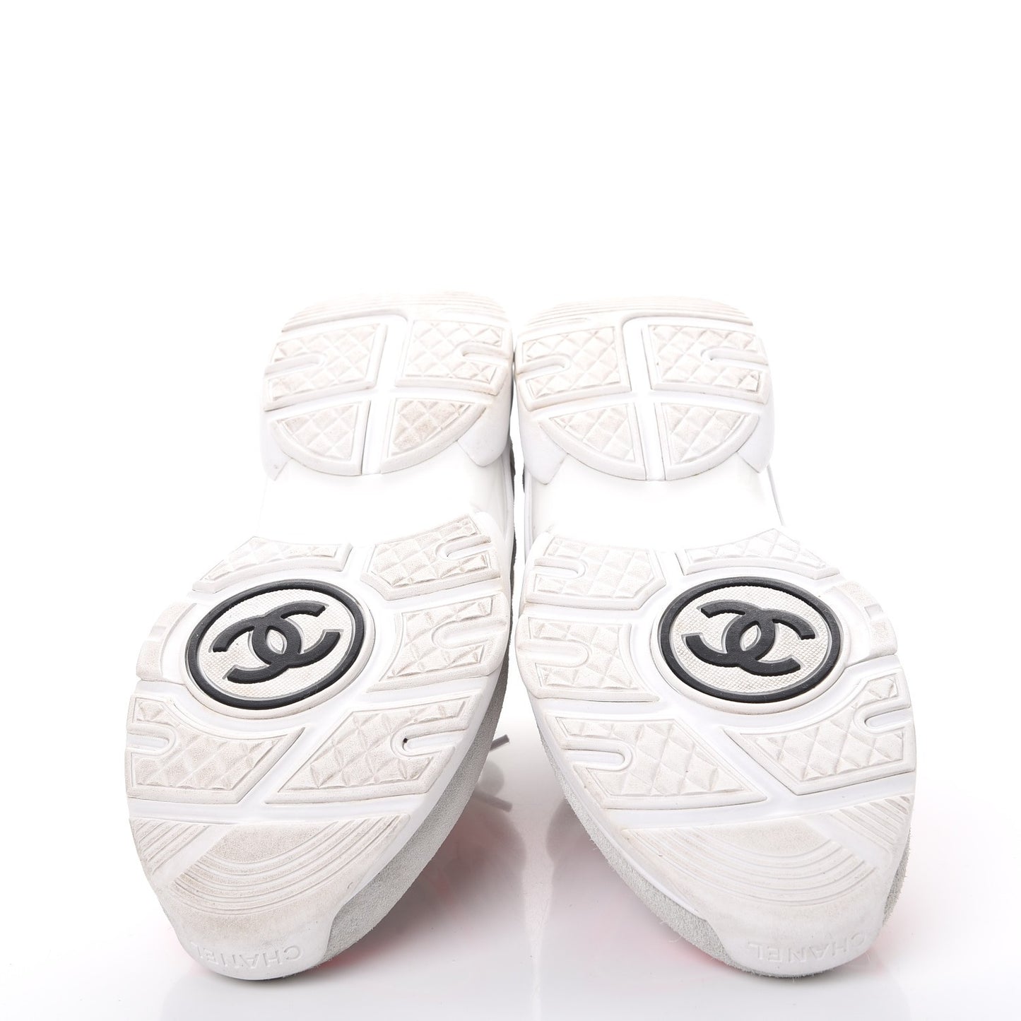 Suede Calfskin CC Sneakers 40 White Grey Pink