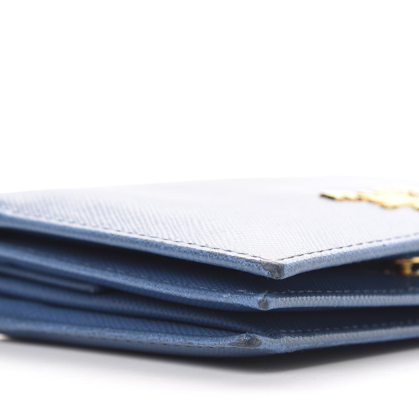 Saffiano Metal Compact Snap Bi-Fold Wallet Cobalto