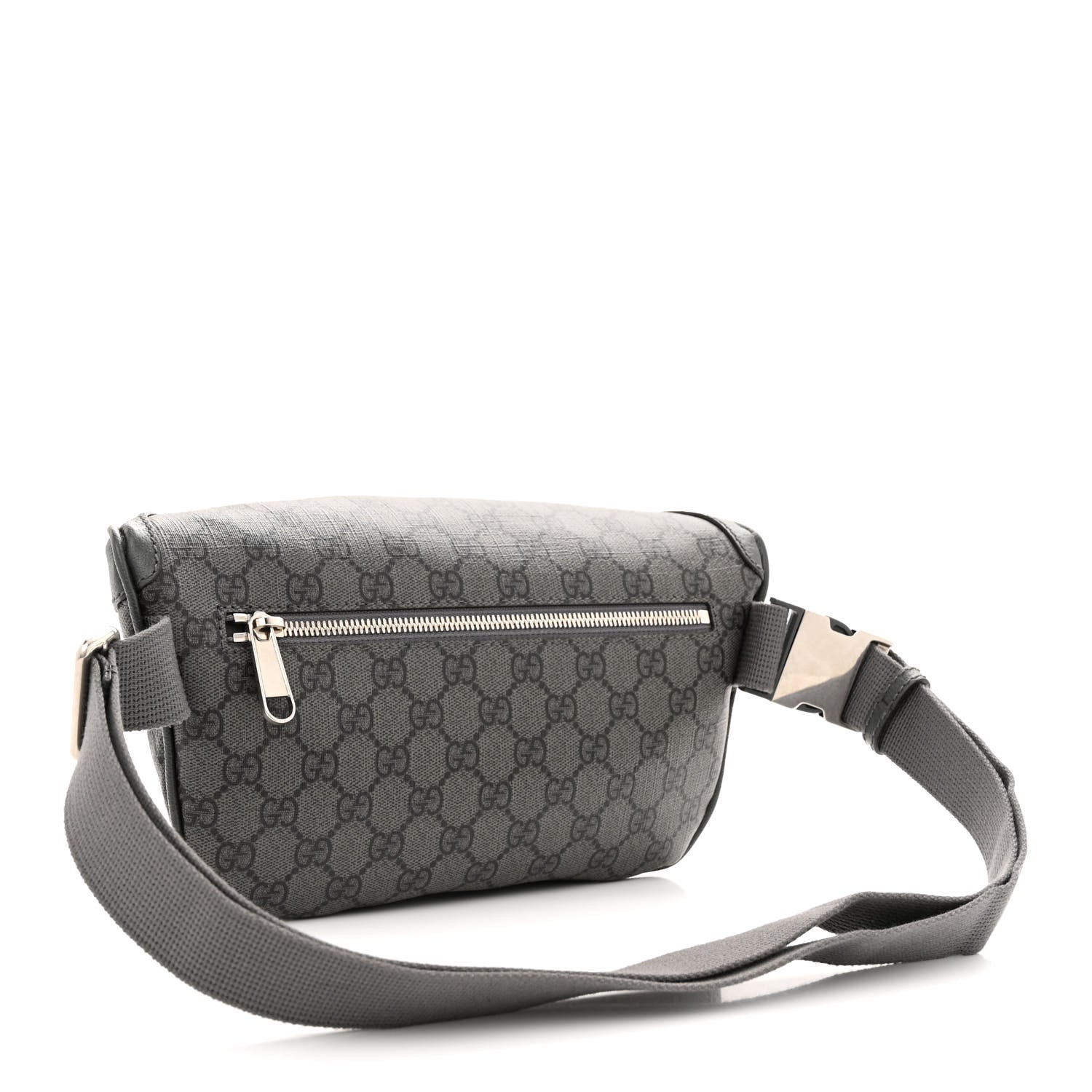 Gucci GG Supreme Monogram Textured Dollar Calfskin Ophidia Belt Bag Grey Black Graphite Grey 3 of 12