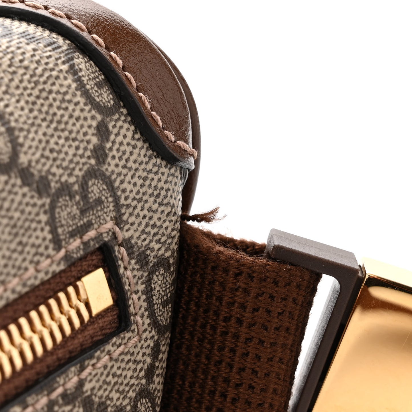 GG Supreme Monogram Textured Calfskin Retro Interlocking G Belt Bag Beige Ebony Brown Sugar