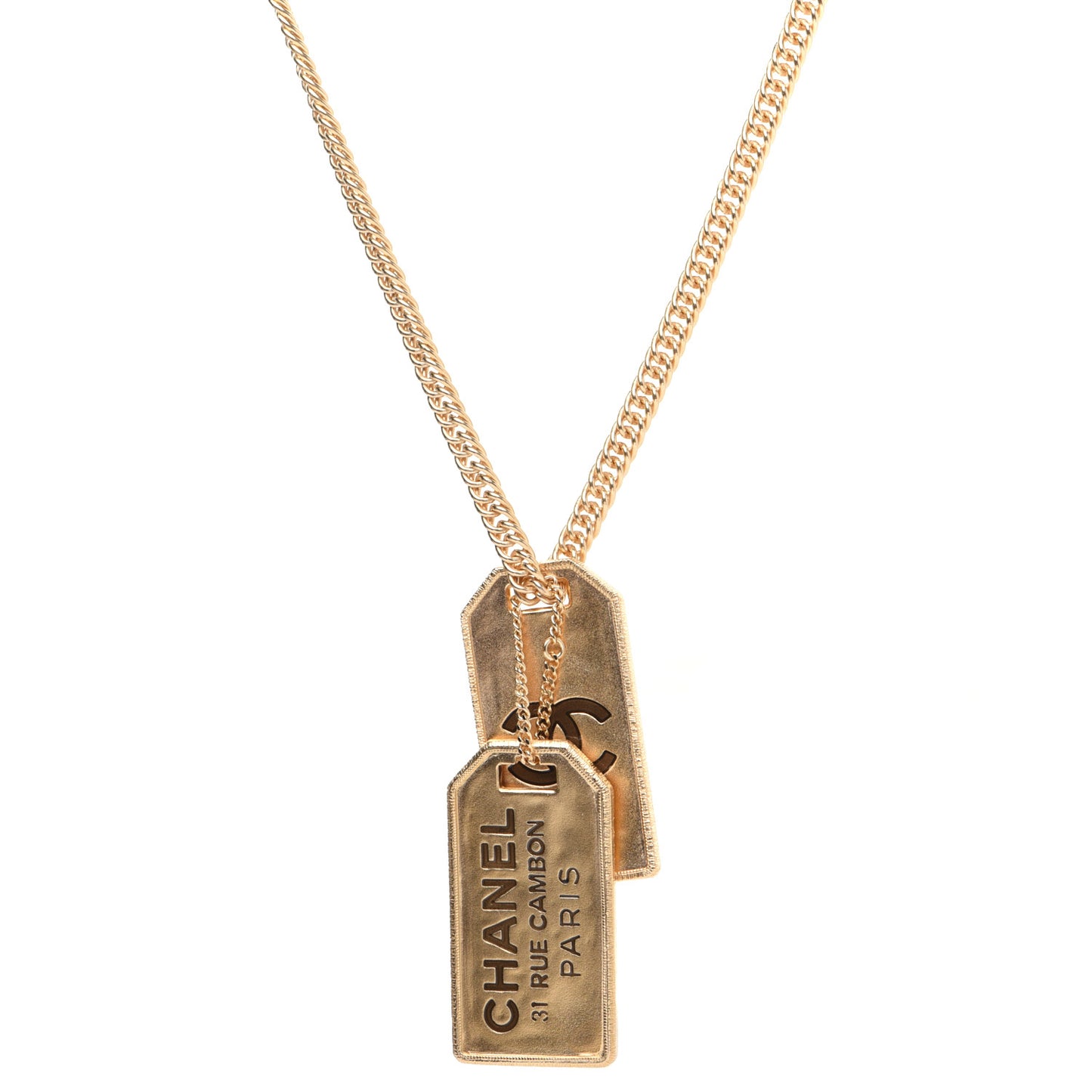ID Dog Tag Charm Necklace Gold