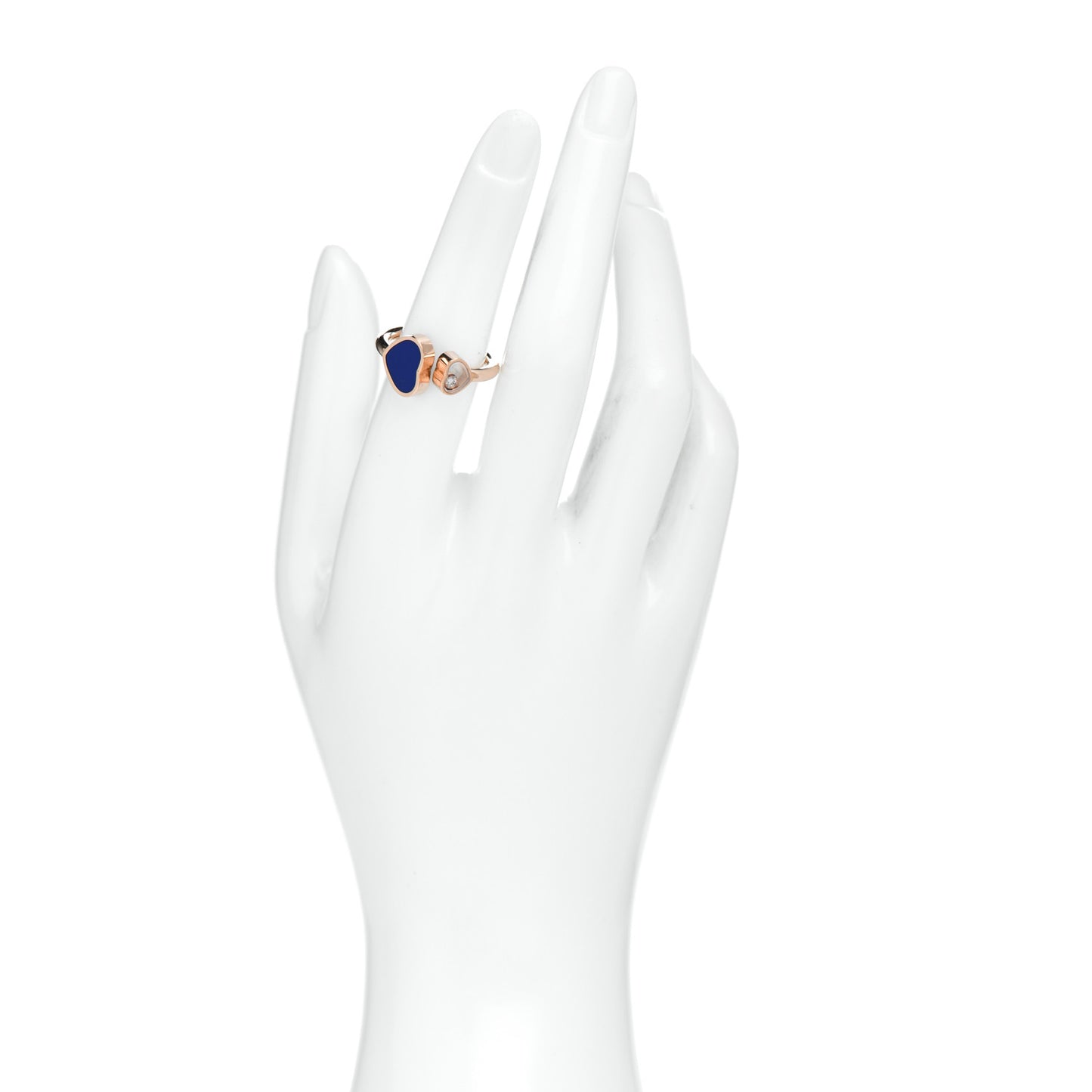 18K Rose Gold Diamond Blue Gem Happy Hearts Ring 52 6