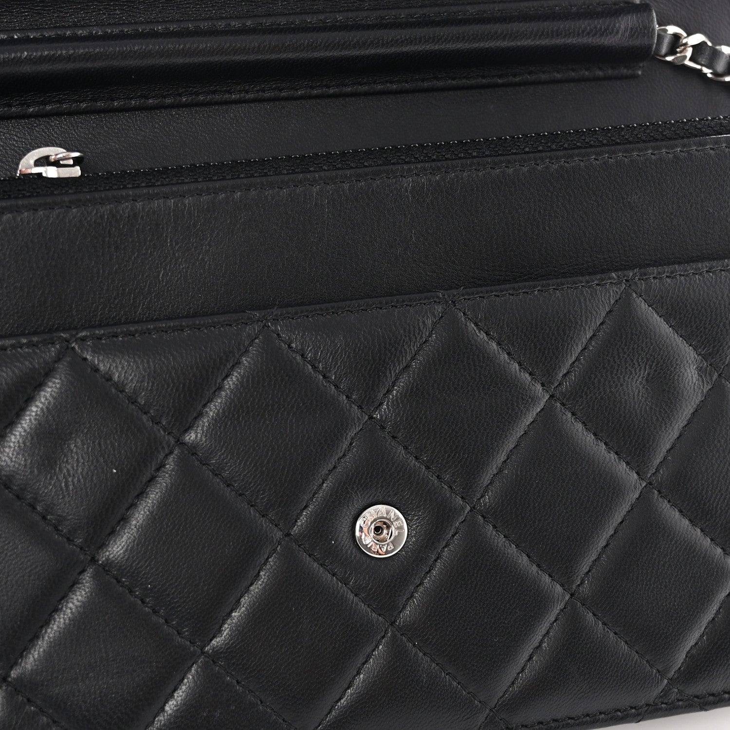 Chanel Lambskin Quilted Wallet On Chain WOC Black 14 of 14