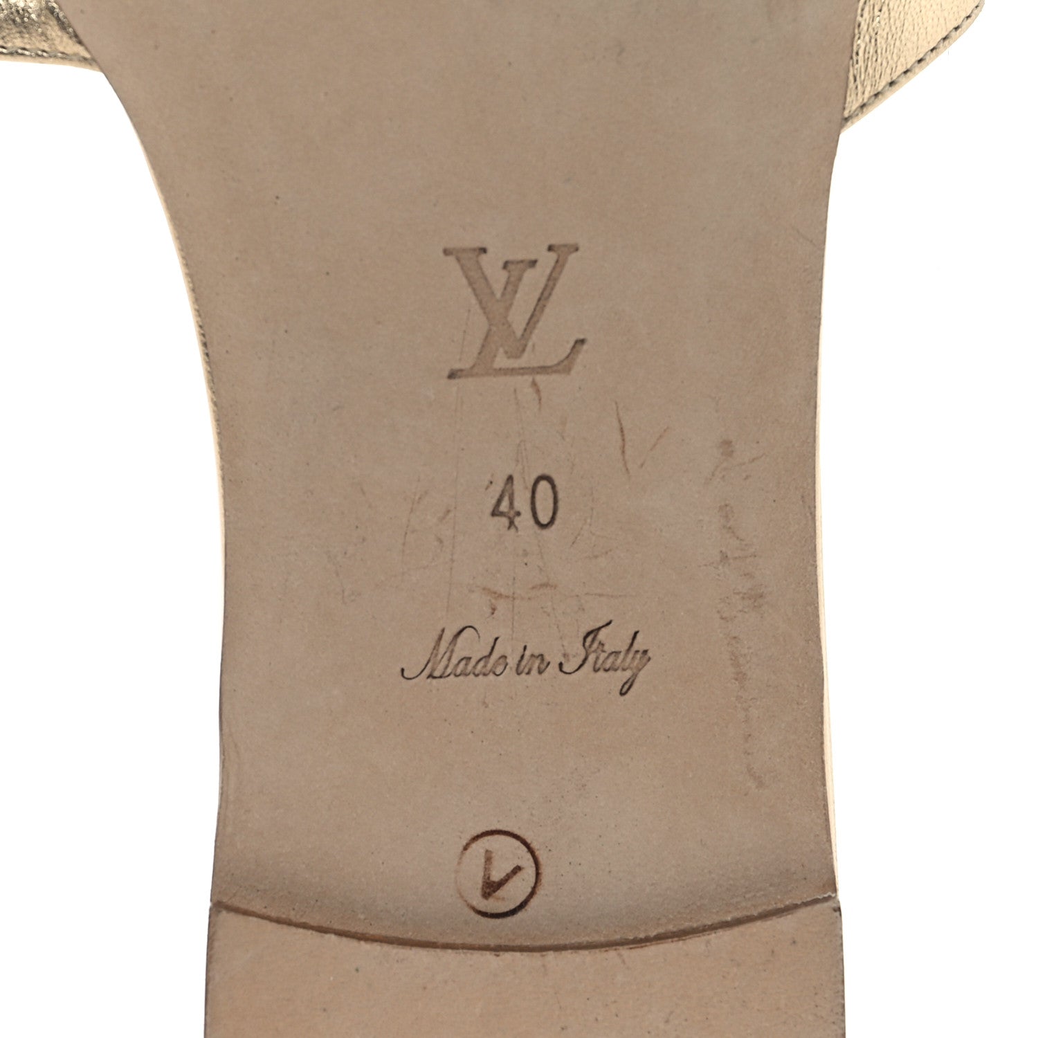Louis Vuitton Metallic Calfskin Shake Flat Sandal 40 Gold 7 of 10