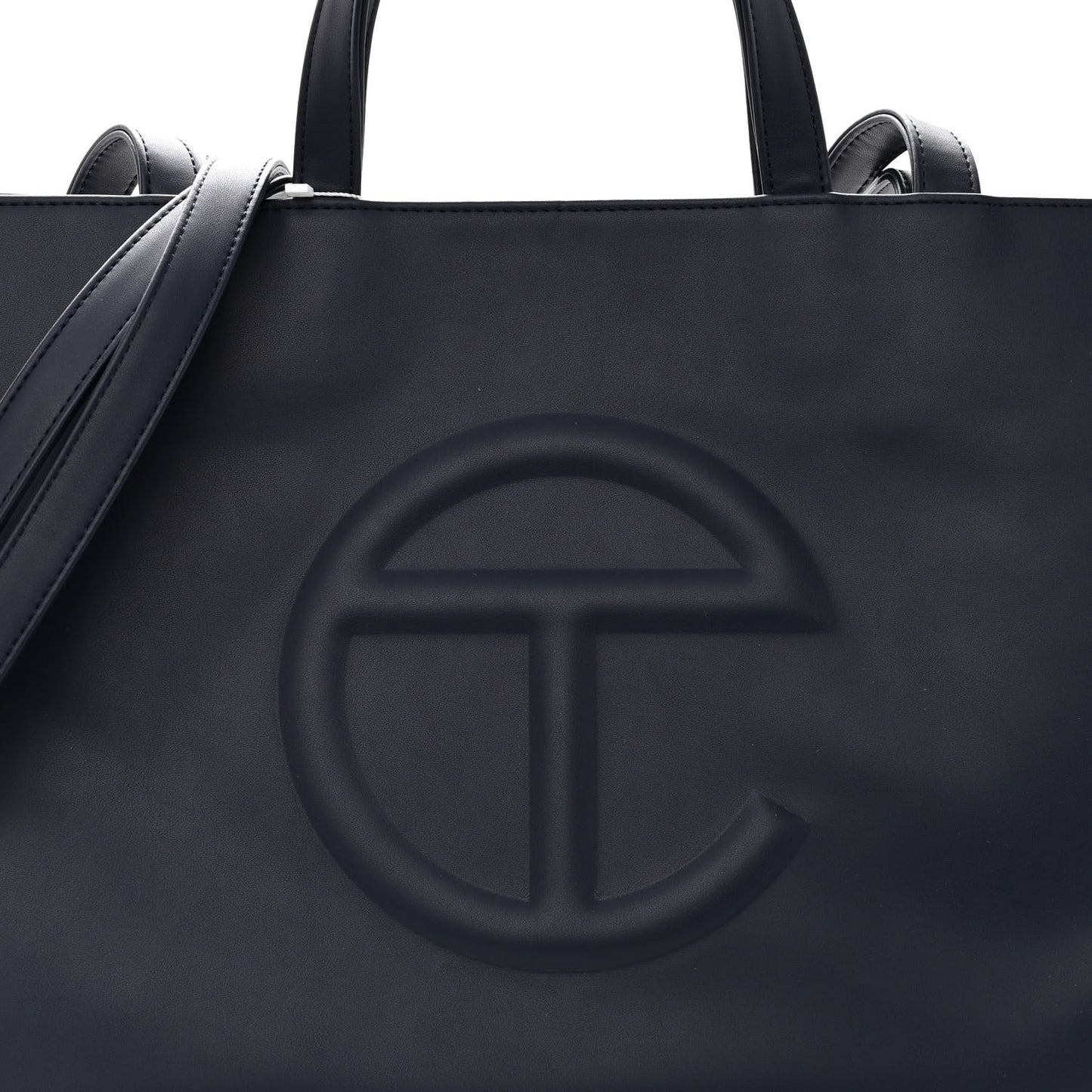 Vegan Leather Medium Shopping Bag Navy
