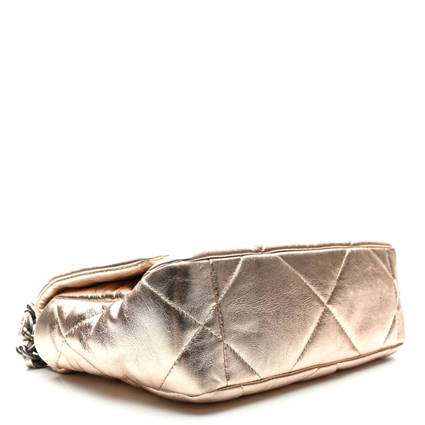 Metallic Lambskin Quilted Medium Chanel 19 Flap Gold