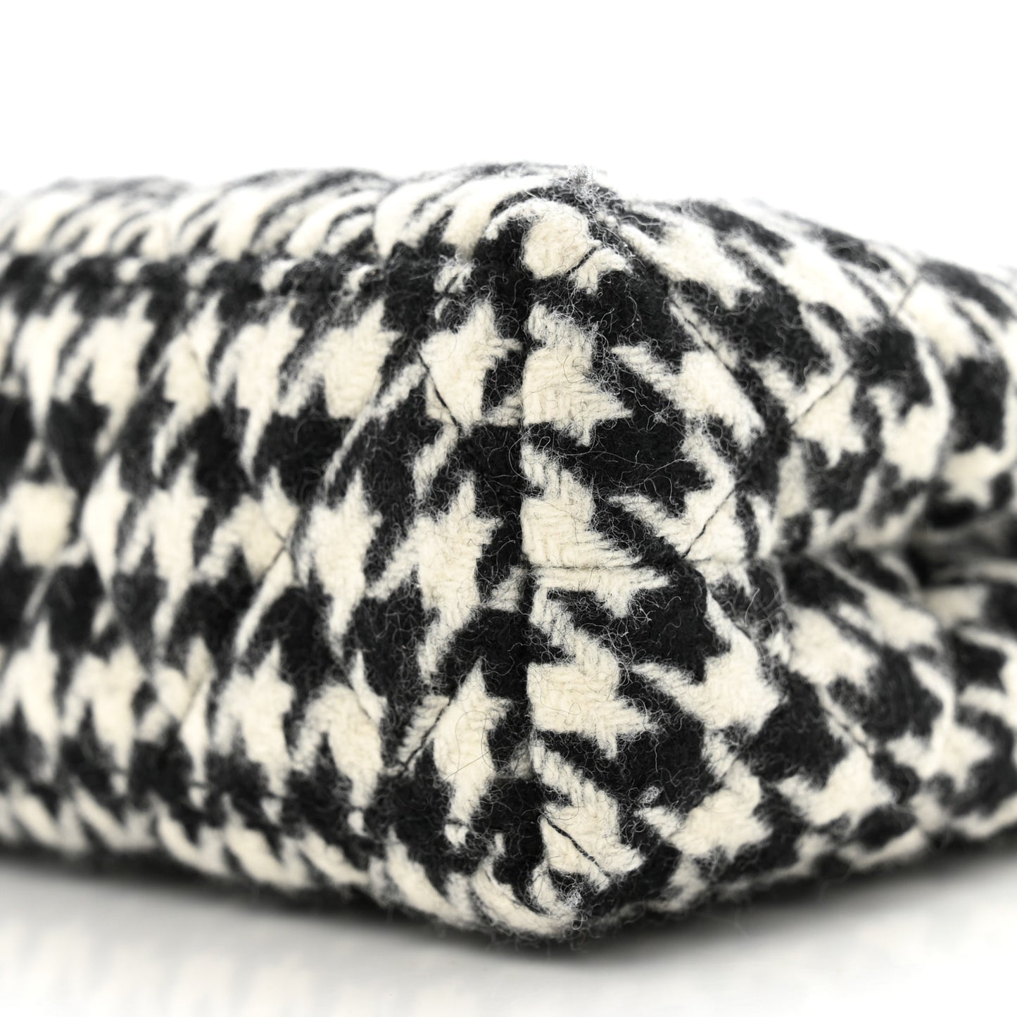Tweed Houndstooth Quilted Nano Kelly Shopper Black White