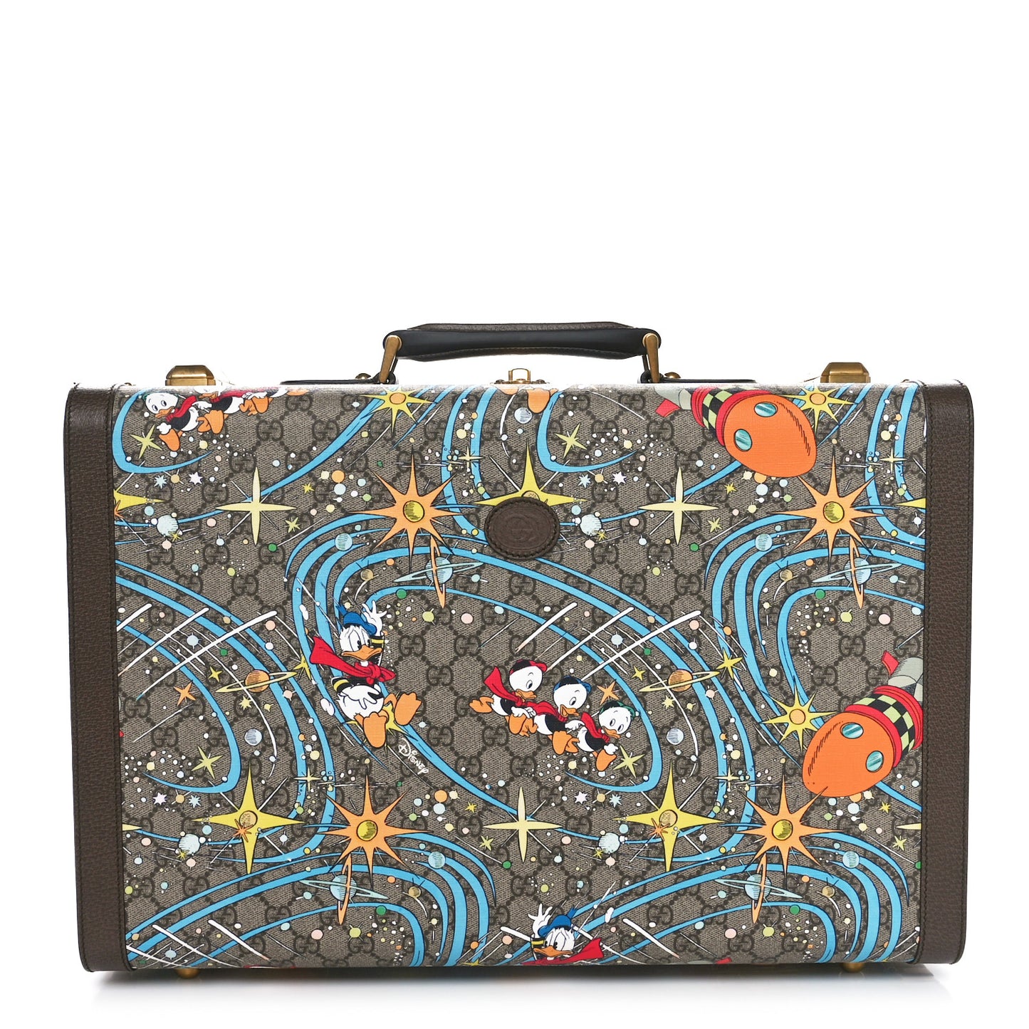 X DISNEY GG Supreme Monogram Donald Duck Retro Interlocking G Medium Savoy Suitcase Beige Multicolor New Acero