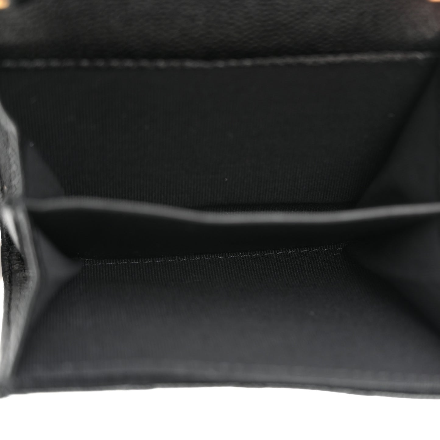 Caviar Quilted Boy Card Holder On Chain Black