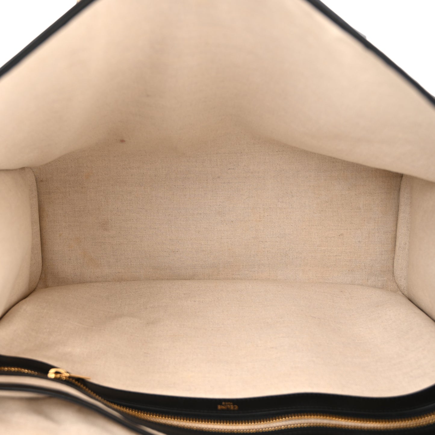 Canvas Calfskin Triomphe Embroidered Horizontal Cabas Black
