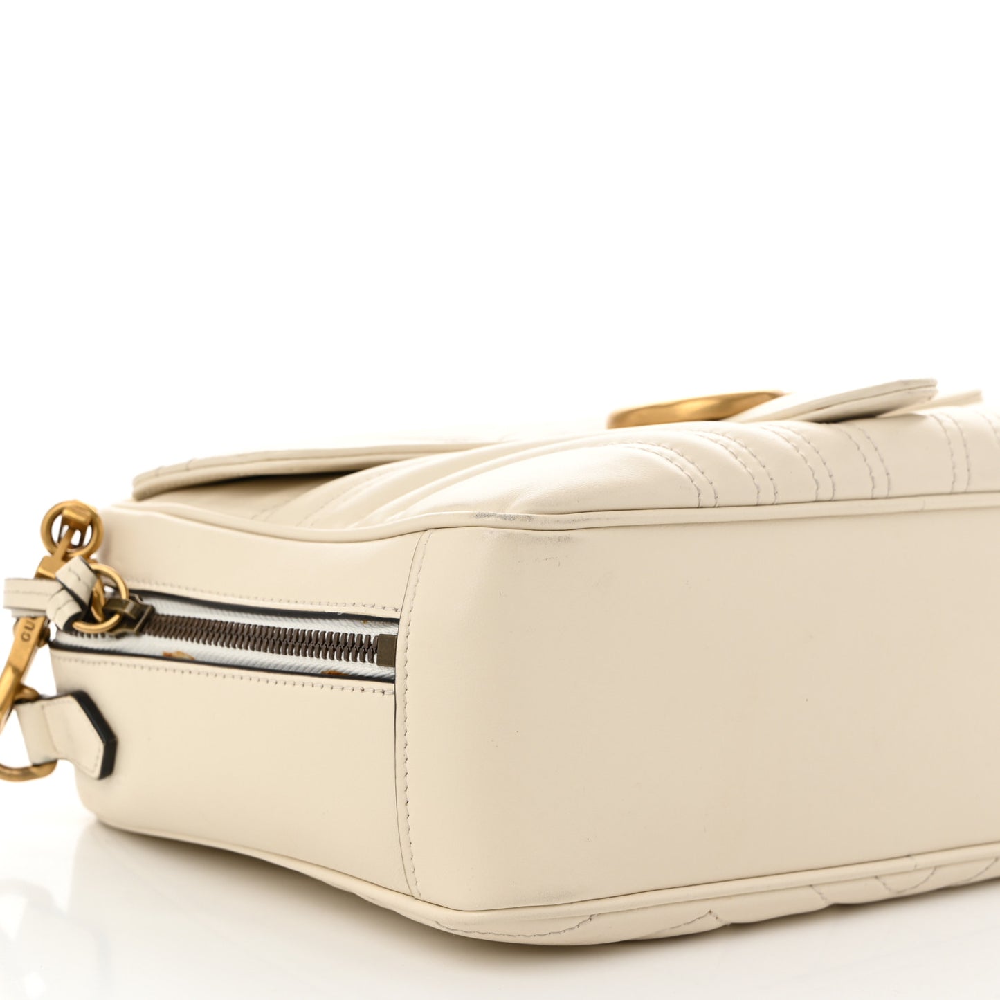 Calfskin Matelasse Sylvie Web Small GG Marmont Top Handle Shoulder Bag White