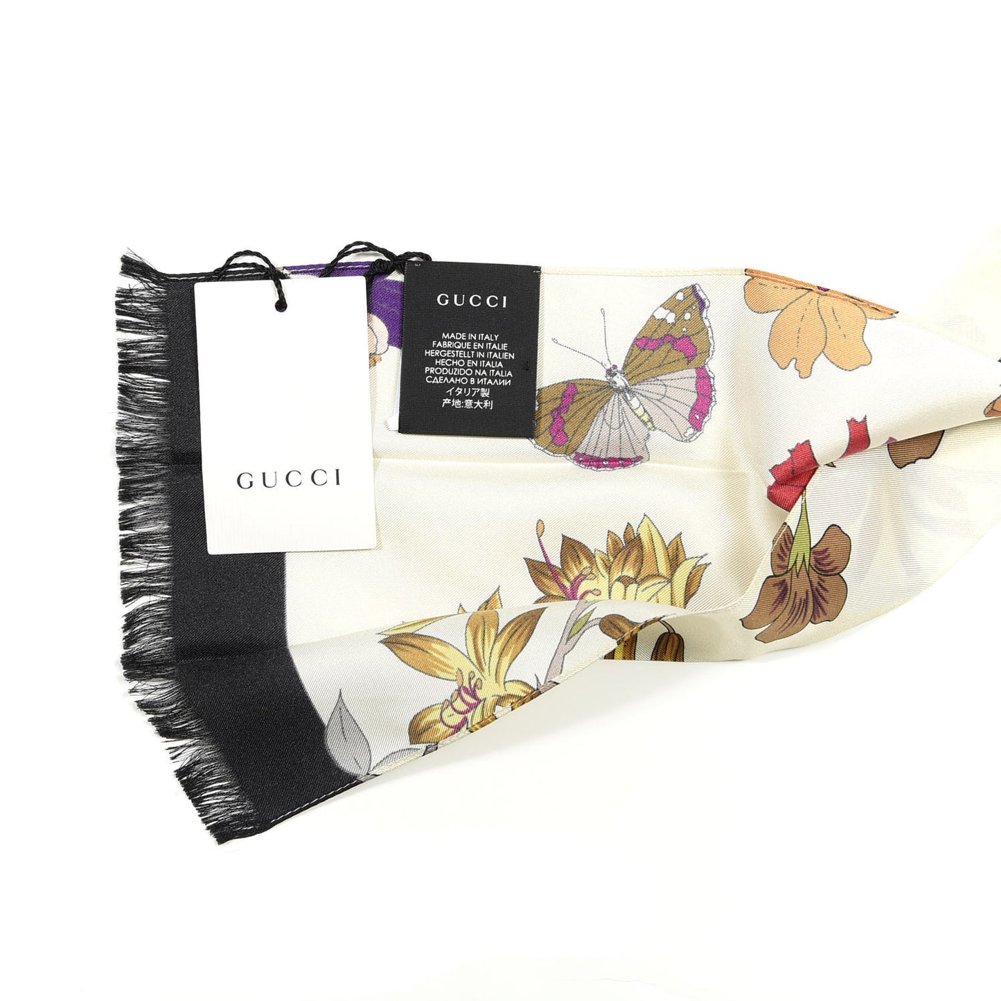 Silk Twill Flora Neck Bow White Multicolor