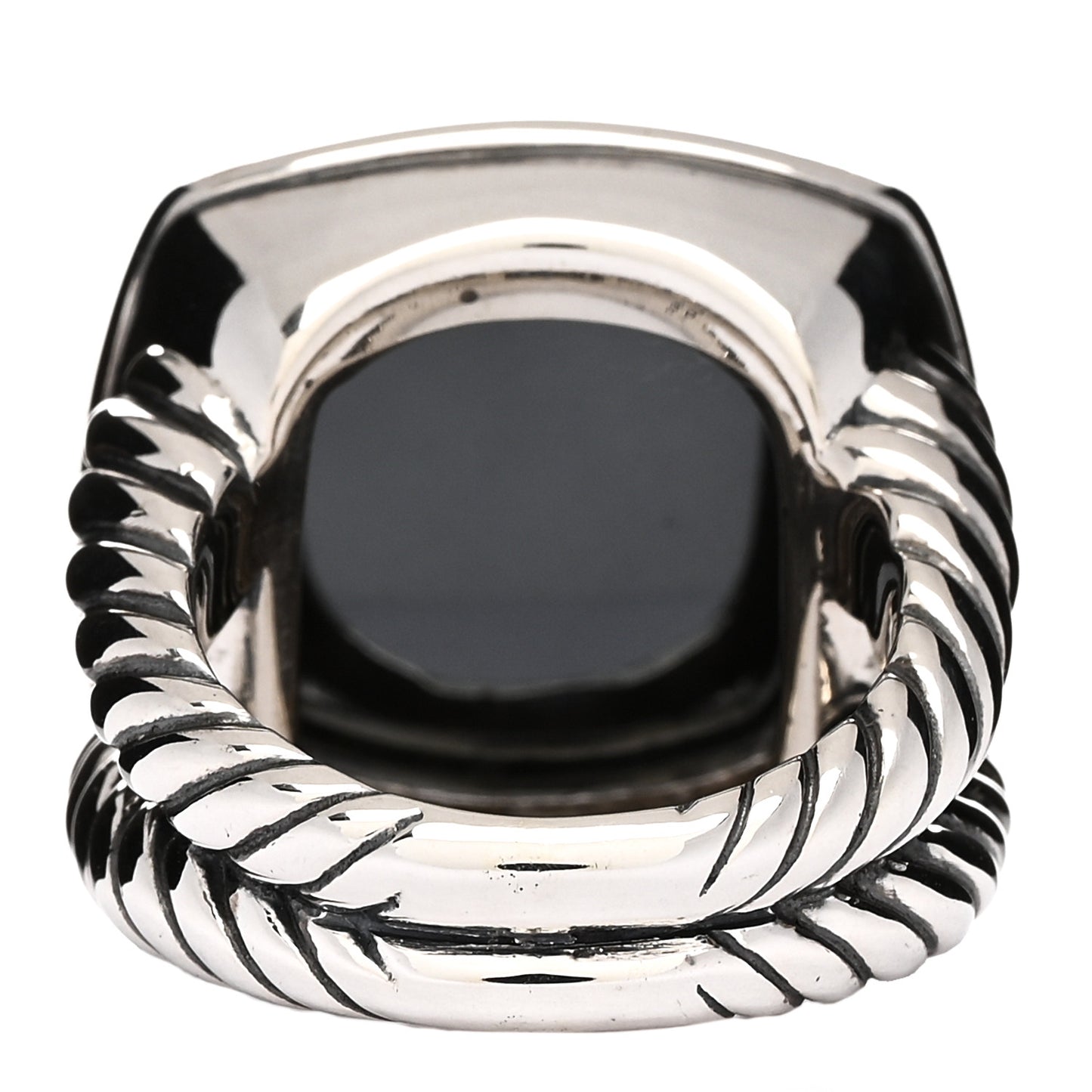 Sterling Silver Diamond Hematine 17mm Albion Ring 53 6.5