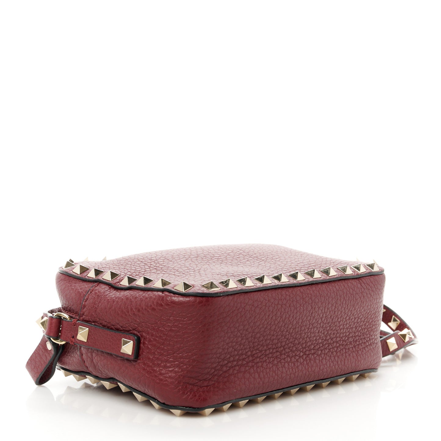 Calfskin Rockstud Camera Crossbody Bag Burgundy
