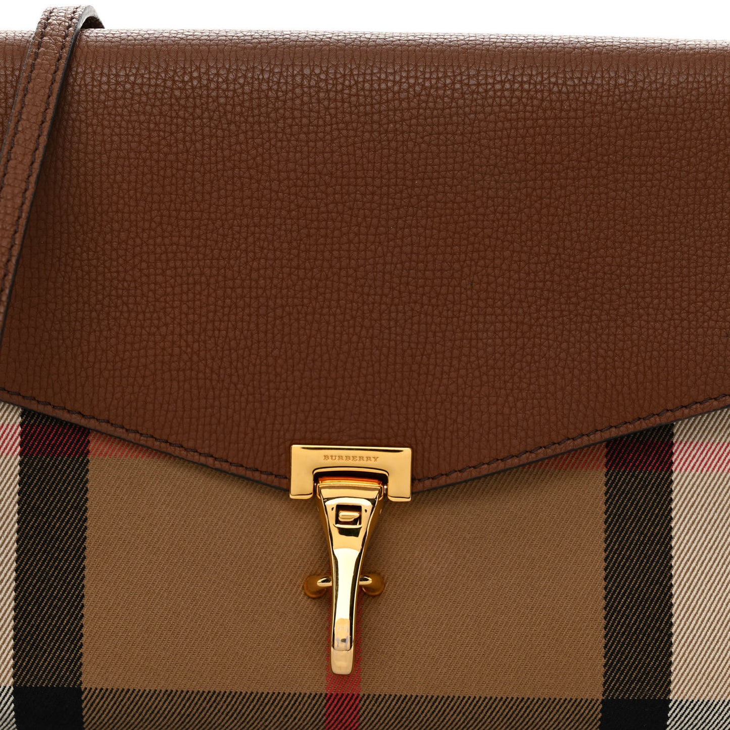 Derby Calfskin House Check Small Macken Crossbody Bag Tan