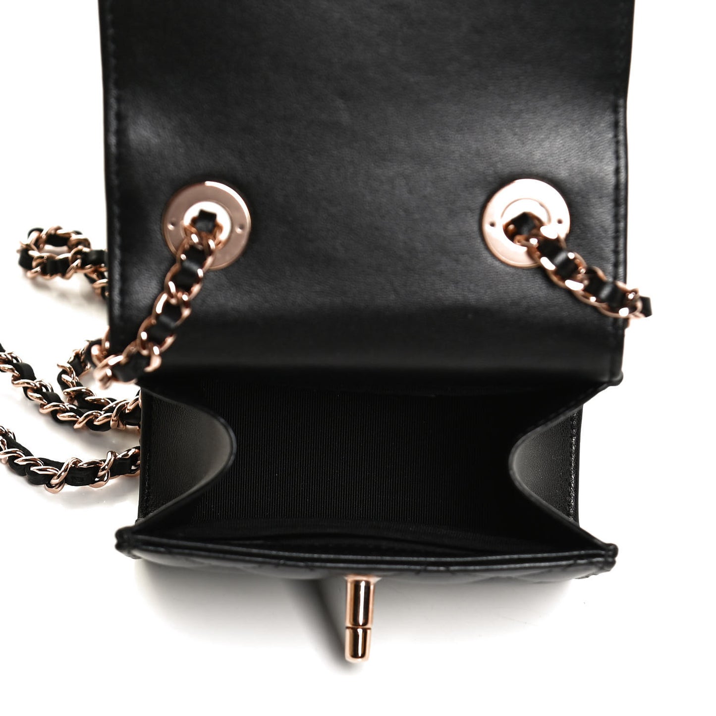 Lambskin Quilted Mini Trendy CC Chain Wallet Black