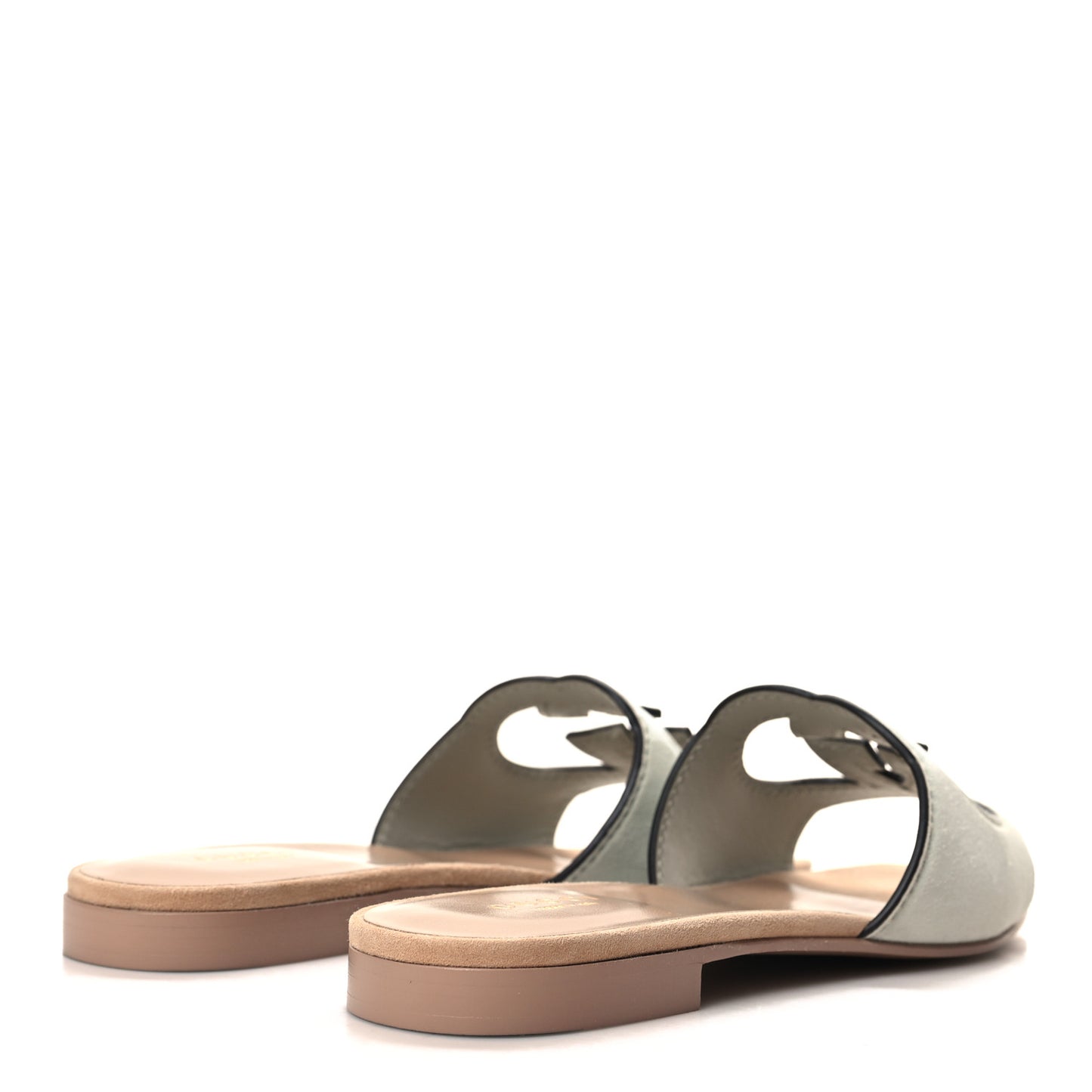 Kid Scamosciato Interlocking G Cut Out Slide Sandals 36.5 Pale Green
