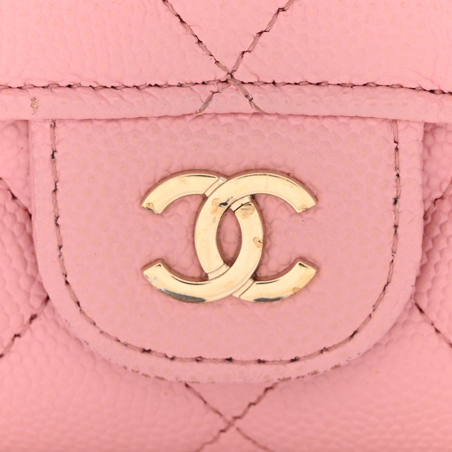 Caviar Quilted Flap Card Holder Wallet Light Pink