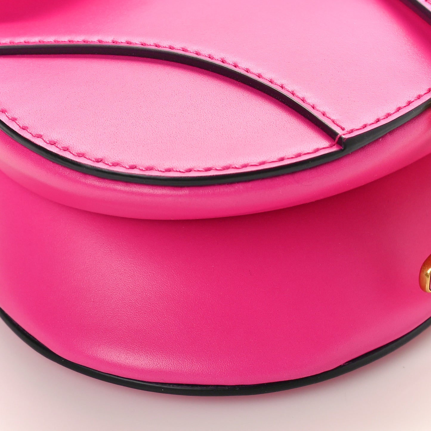 Supple Calfskin Mini Saddle Bag With Strap Passion Pink