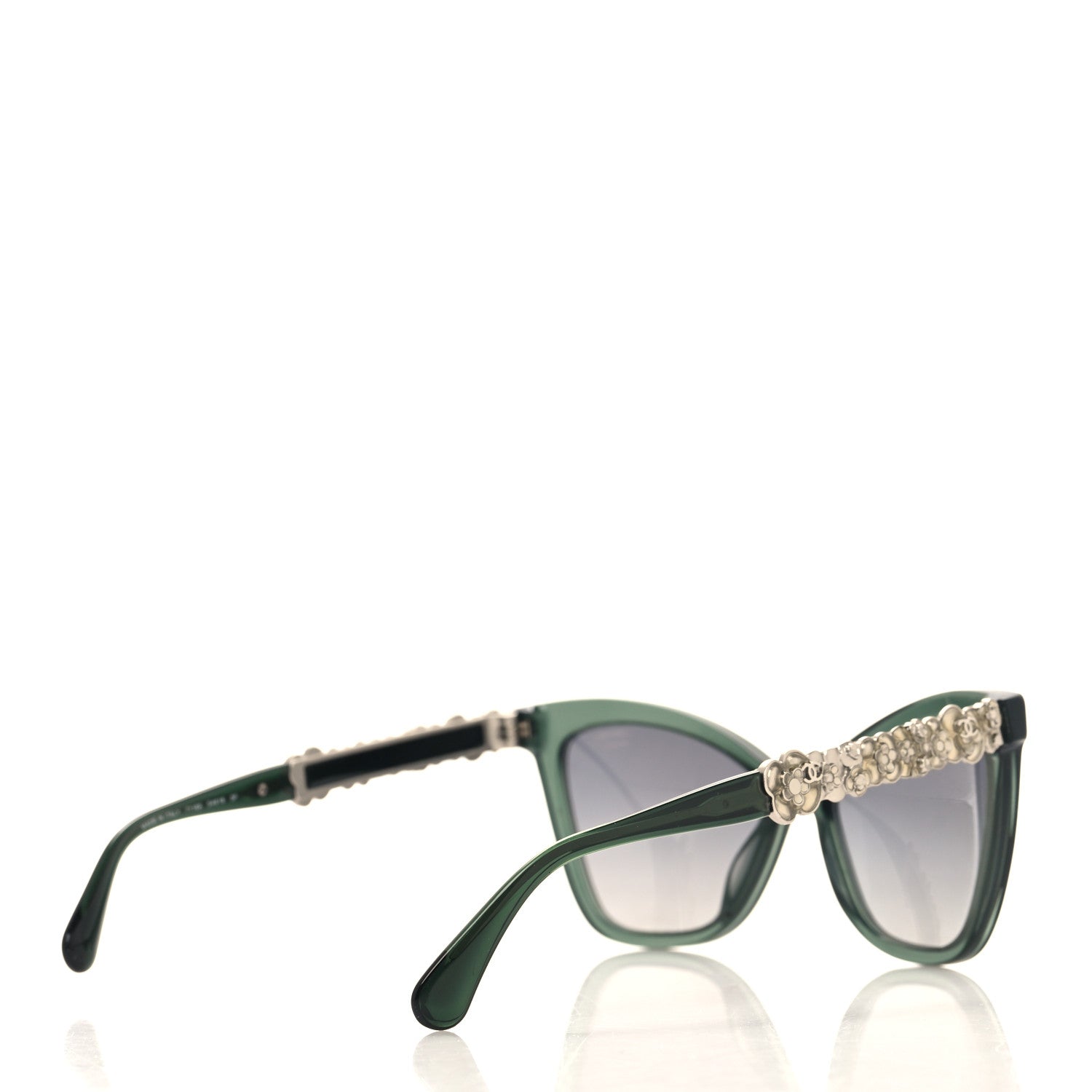 Chanel Acetate Polarized Camellia Cat Eye Sunglasses 71165 Green 4 of 8