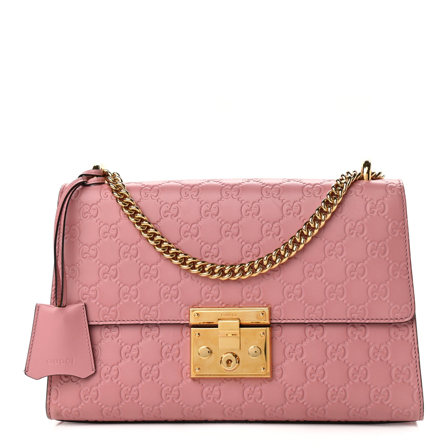 Guccissima Signature Medium Padlock Shoulder Bag Rose Baby Candy