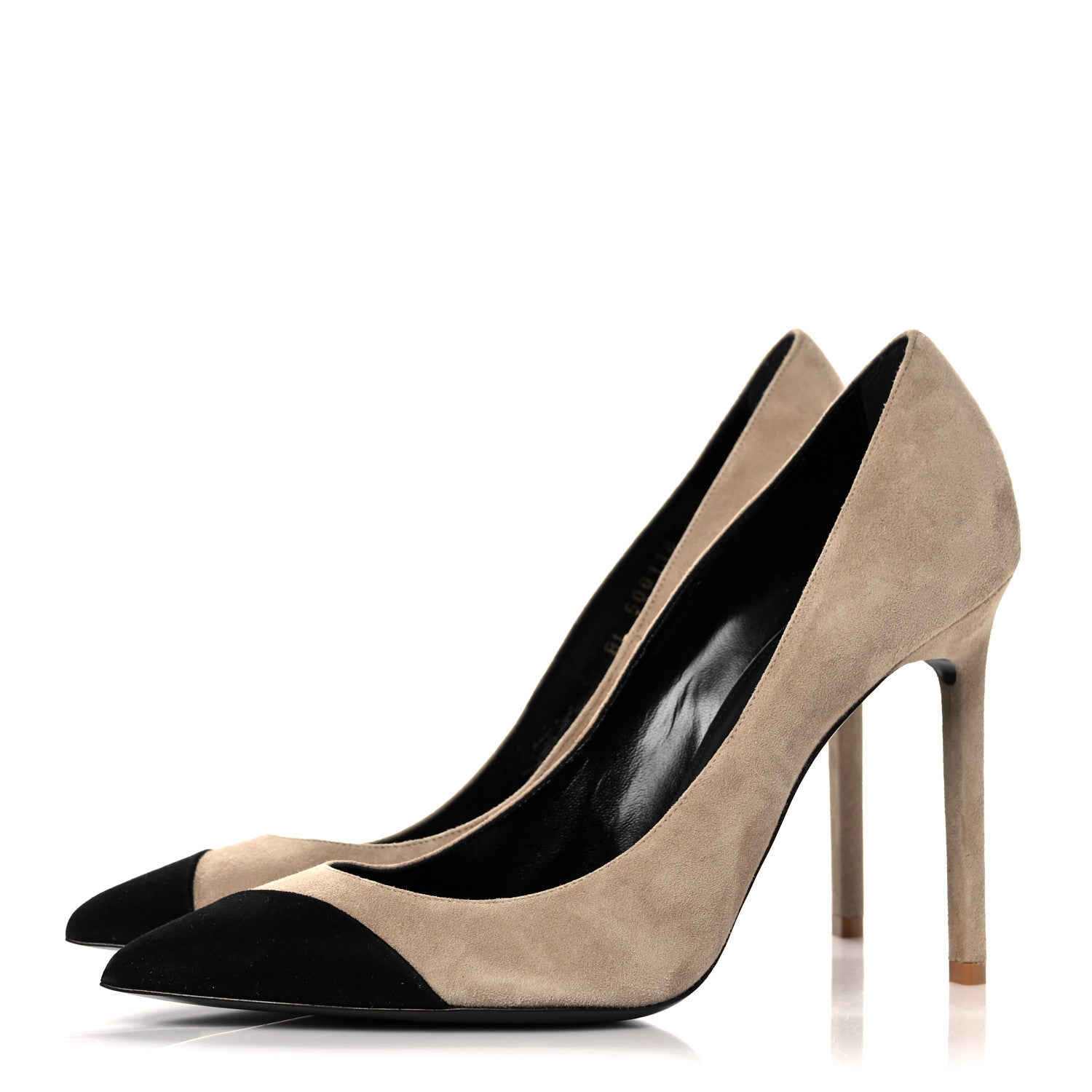Saint Laurent Suede Calfskin Zoe 105 Pumps 39.5 Beige Black 3 of 9