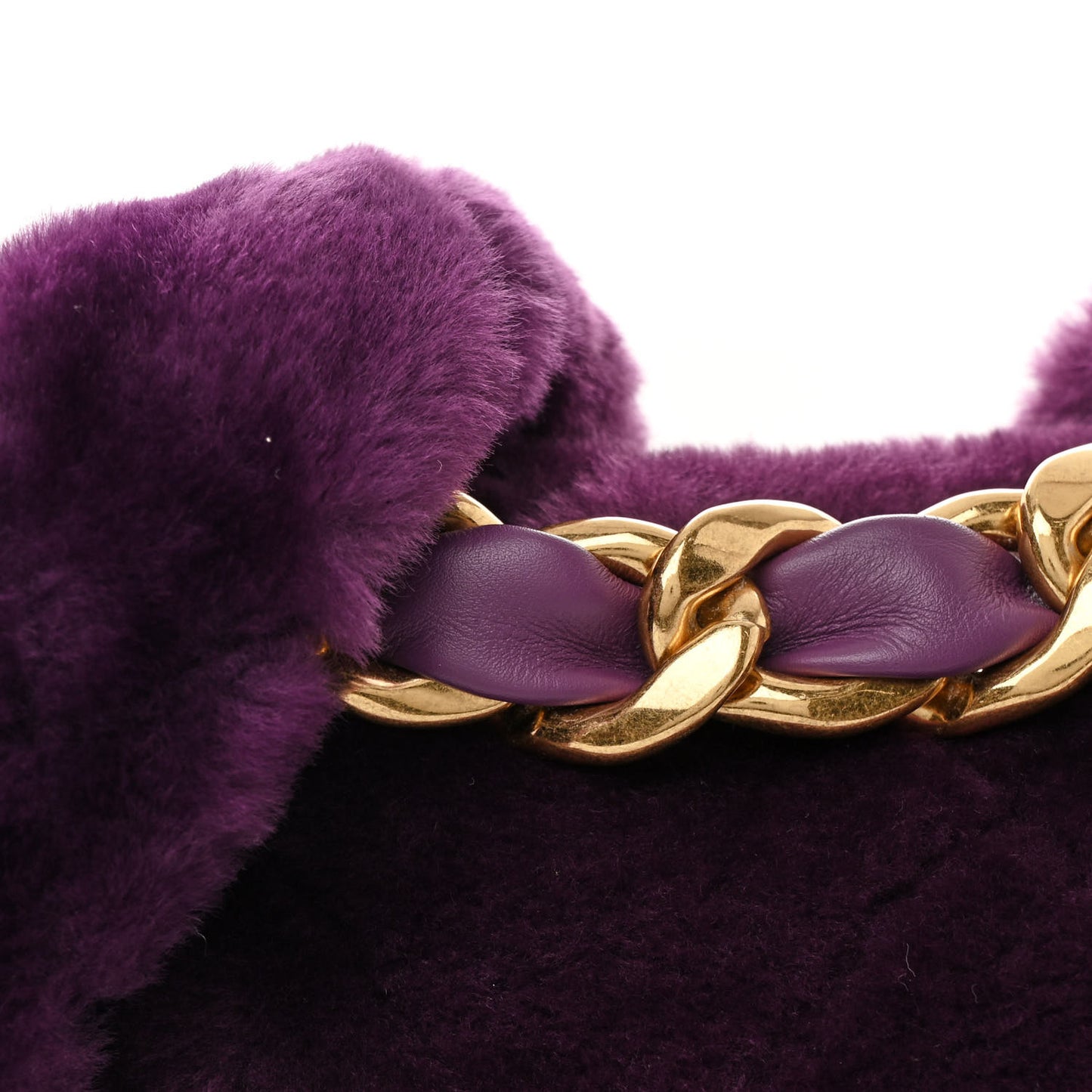 Shearling Lambskin Quilted Flap Purple