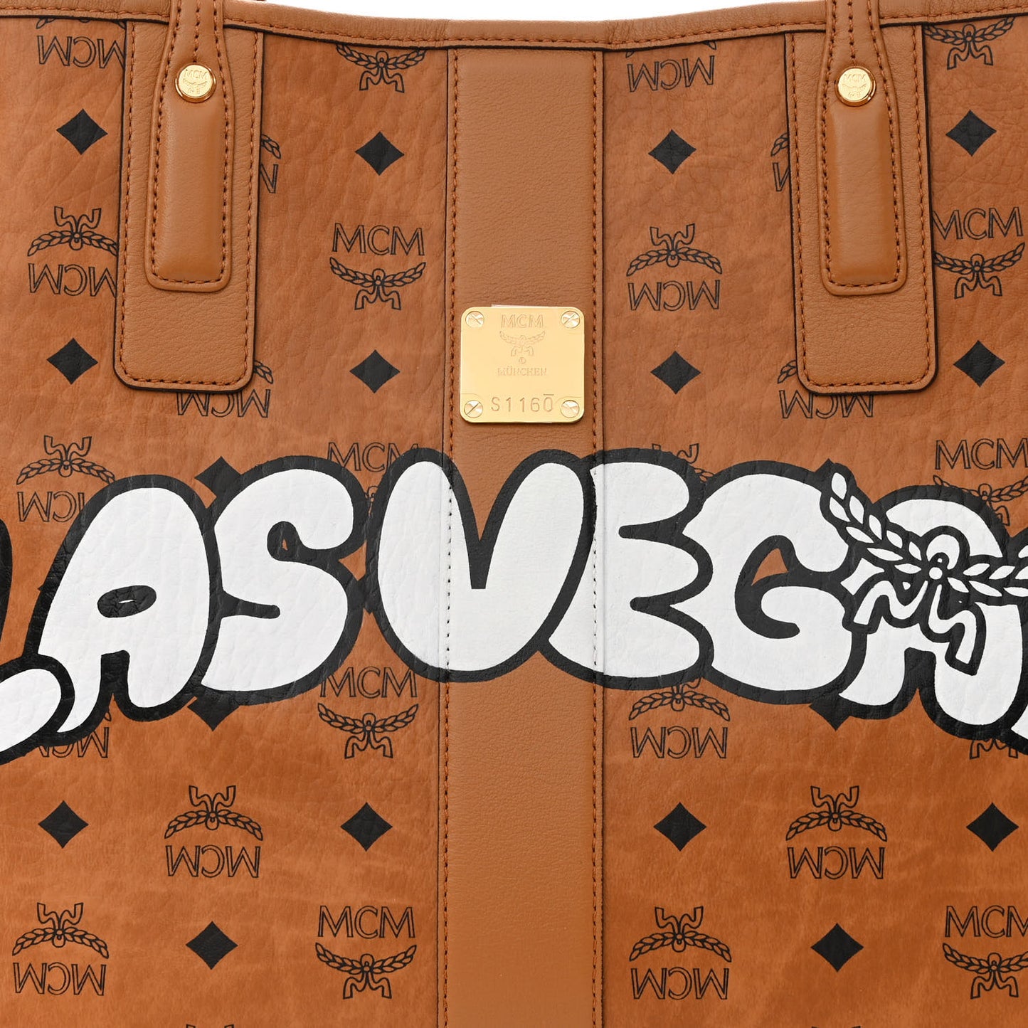 Visetos Medium Liz Reversible City Series Las Vegas Shopper Tote Cognac