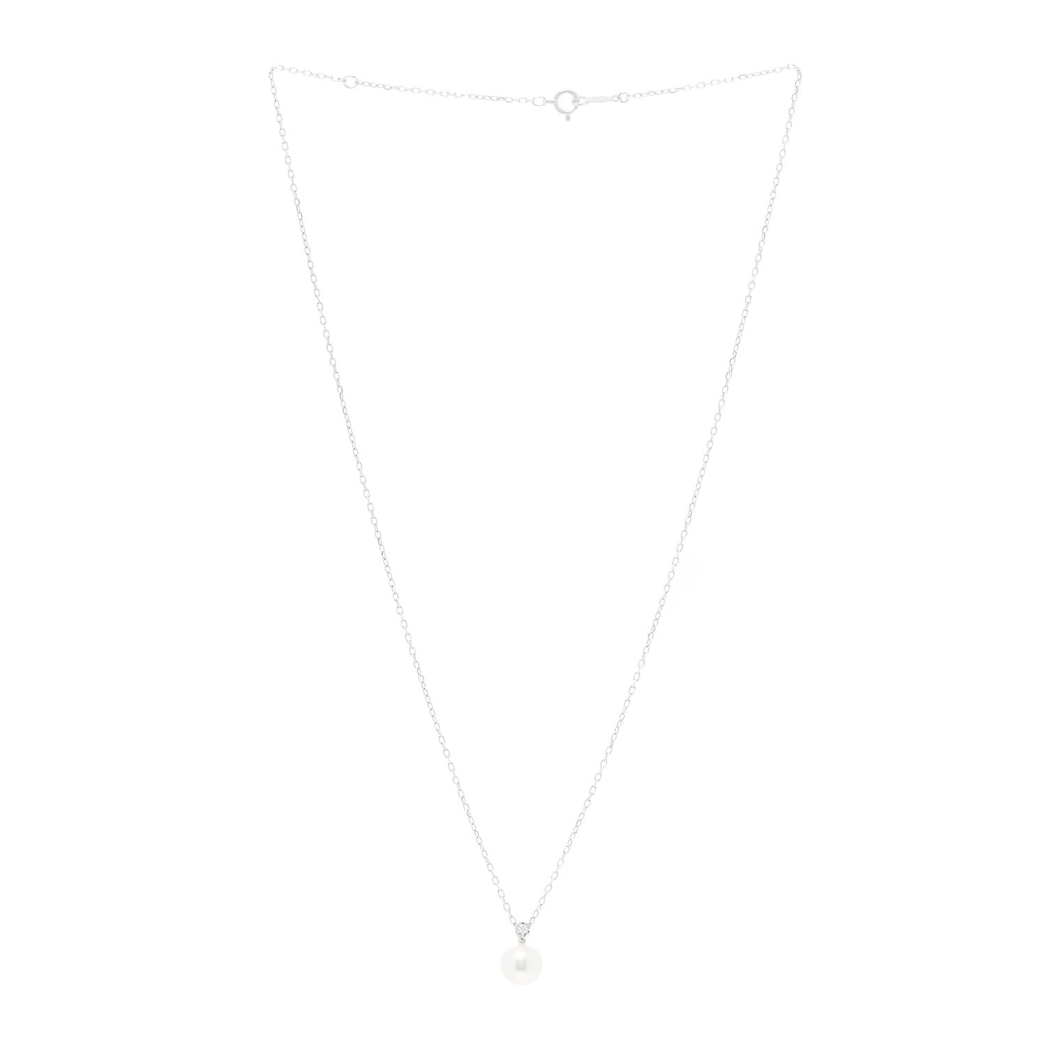 Mikimoto 18K White Gold Diamond Akoya Pearl 7.5mm Morning Dew Pendant Necklace 2 of 5
