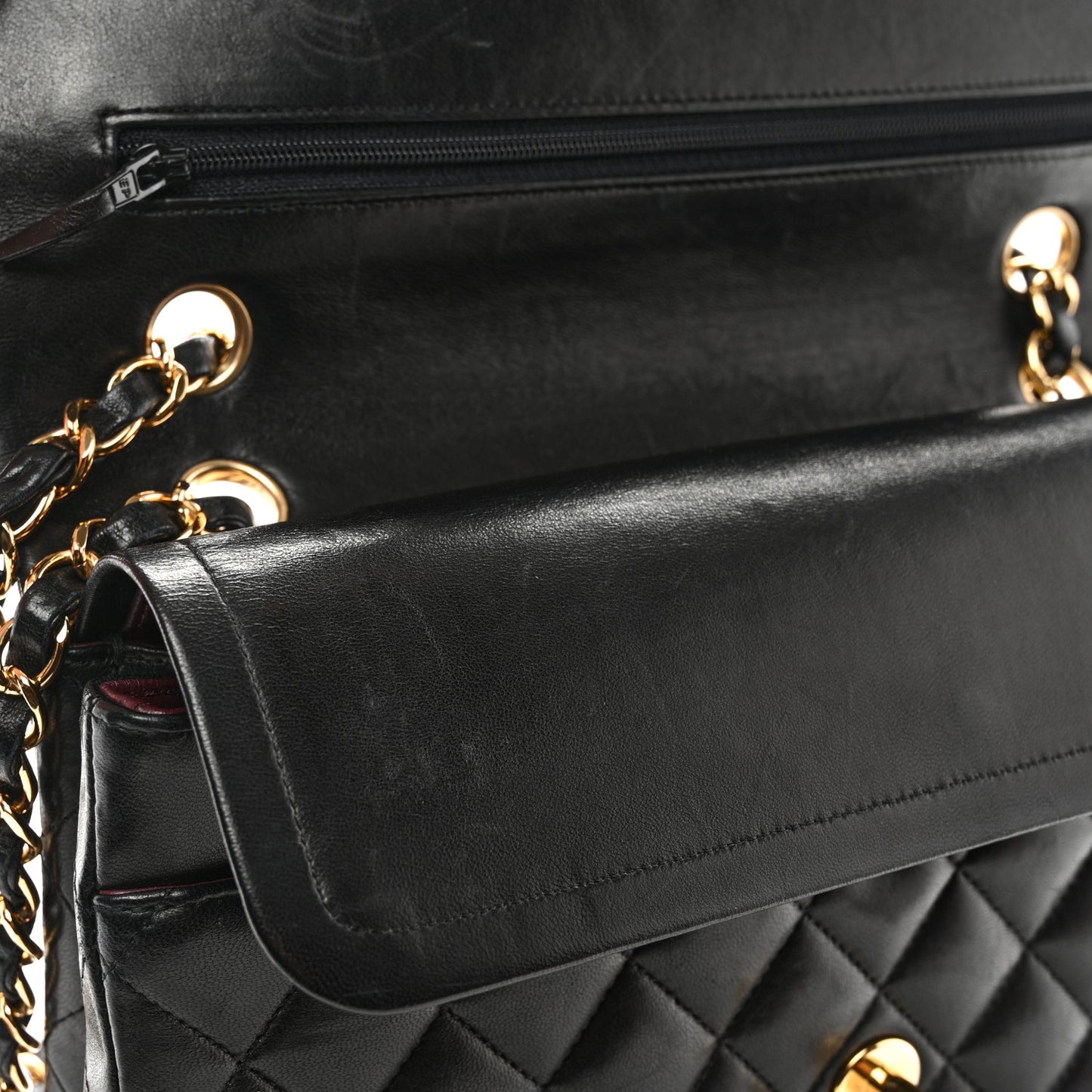 Lambskin Quilted Medium Double Flap Black