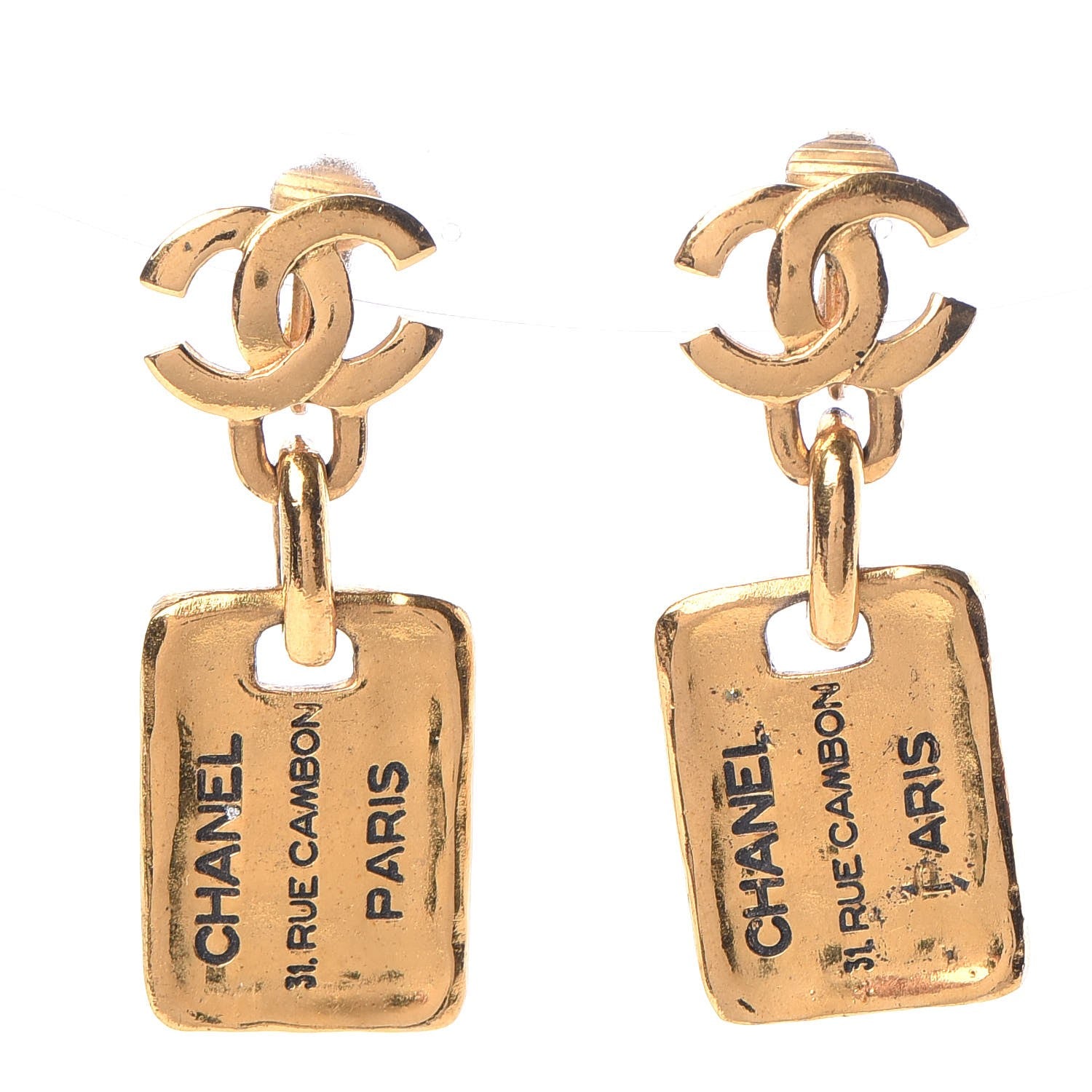 Chanel 31 Rue Cambon CC Clip On Earrings Gold 314515 – FASHIONPHILE