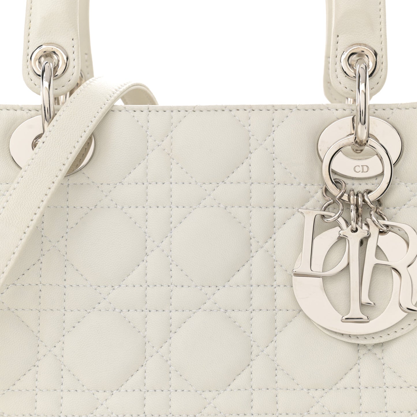 Lambskin Cannage Medium Lady Dior White