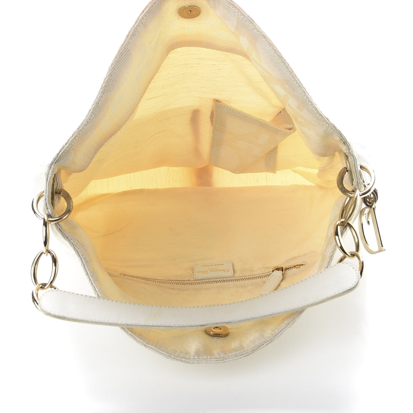 Canvas Cannage Medium Lady Dior Hobo White
