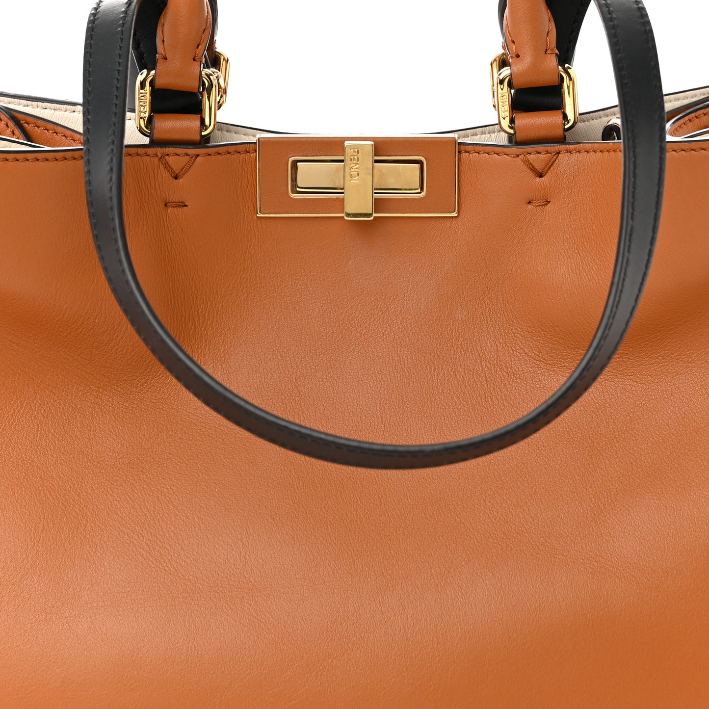 Vitello Seta Century Small Peekaboo X-Tote Brandy Black