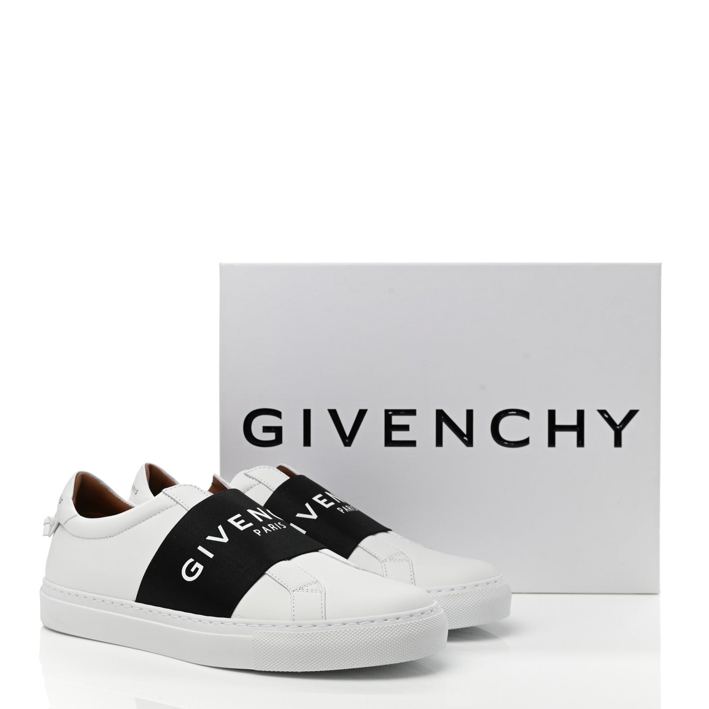 Calfskin Band Logo Womens Urban Street Sneakers 40 White Black