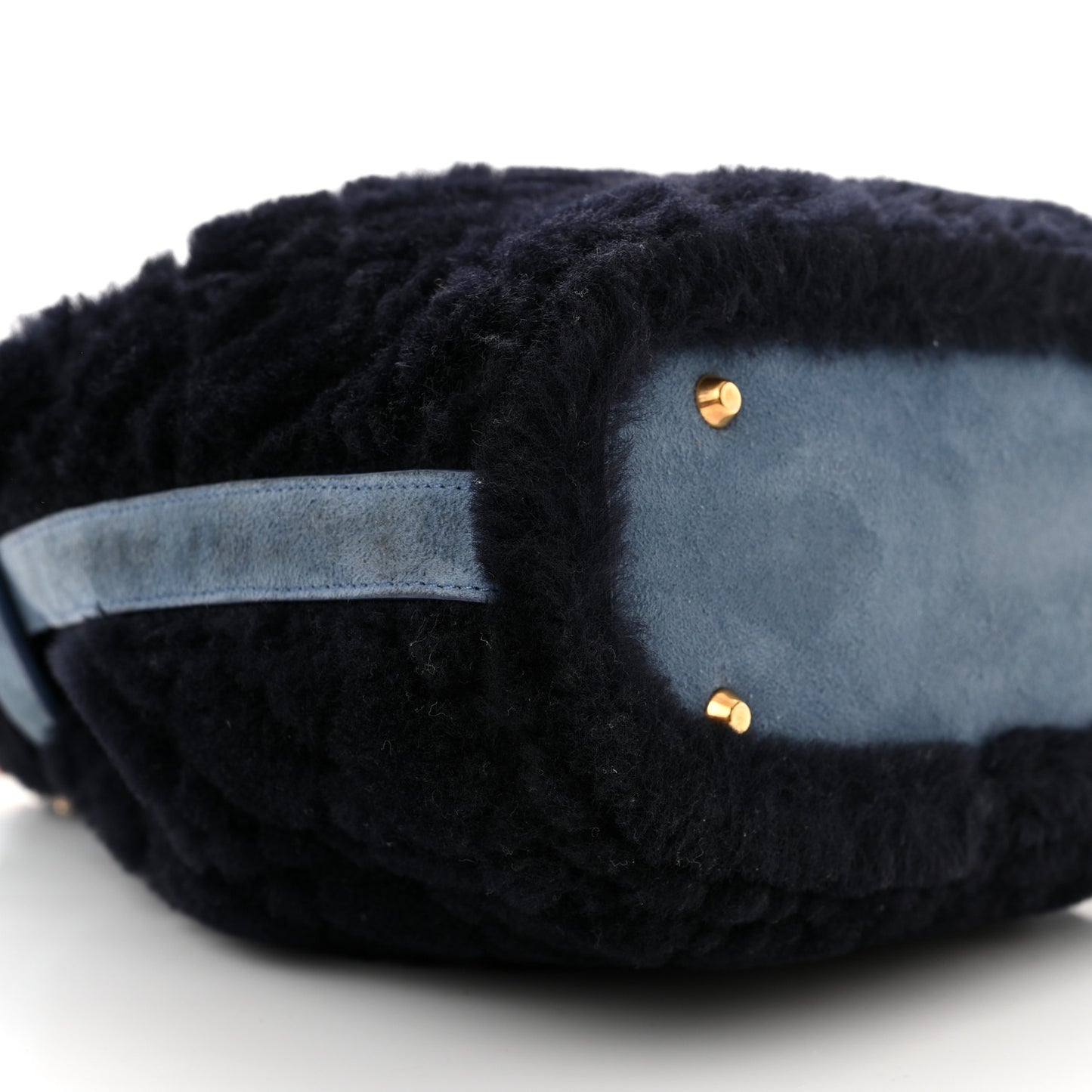 Shearling Suede C'est Dior Cannage Bucket Bag Navy