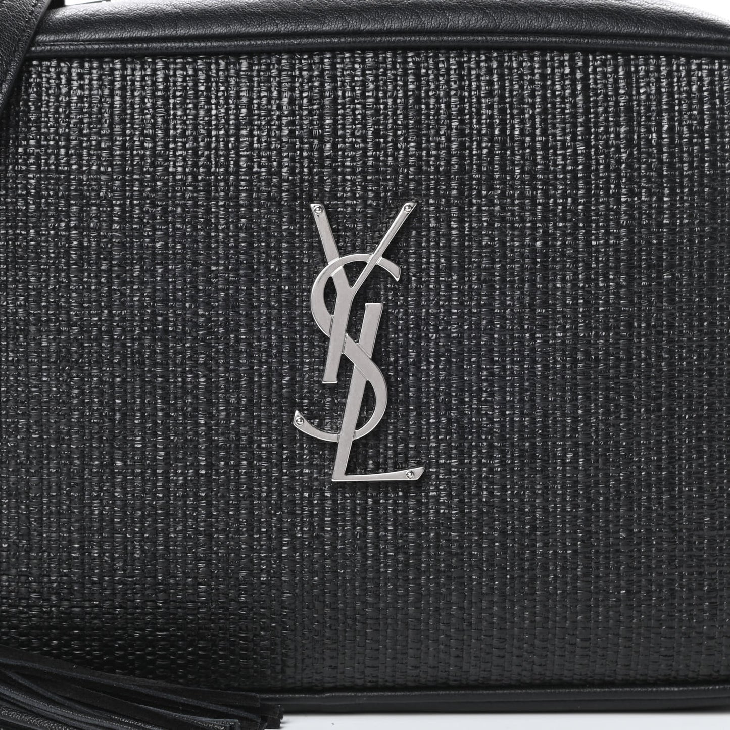Raffia Canvas Monogram Lou Camera Bag Black