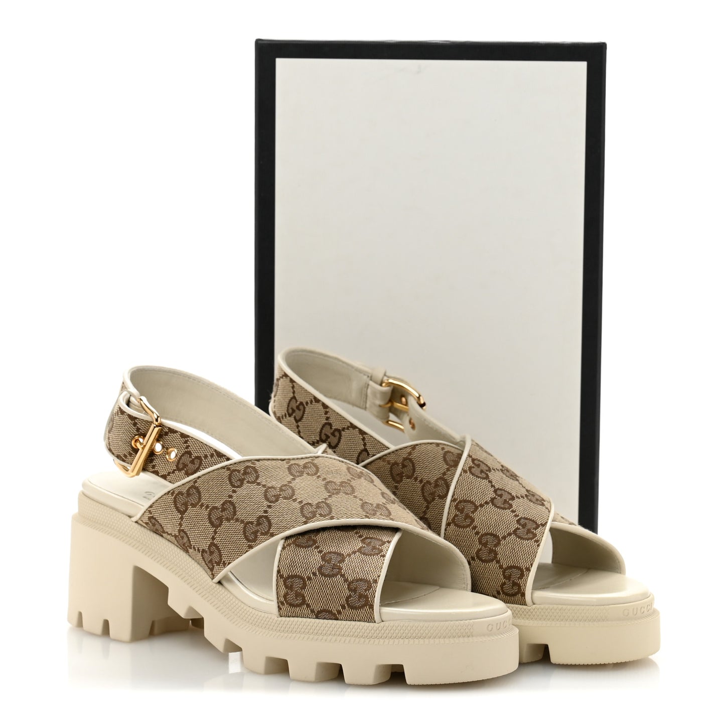 Monogram Granada Kid Trip 40/72mm Lug Sole Sandals 39.5 Beige Ebony Mystic White